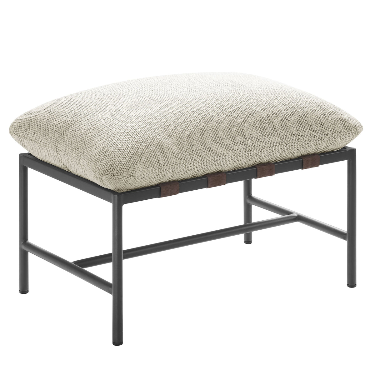 Raya Outdoor Patio Boucle Ottoman, Ivory