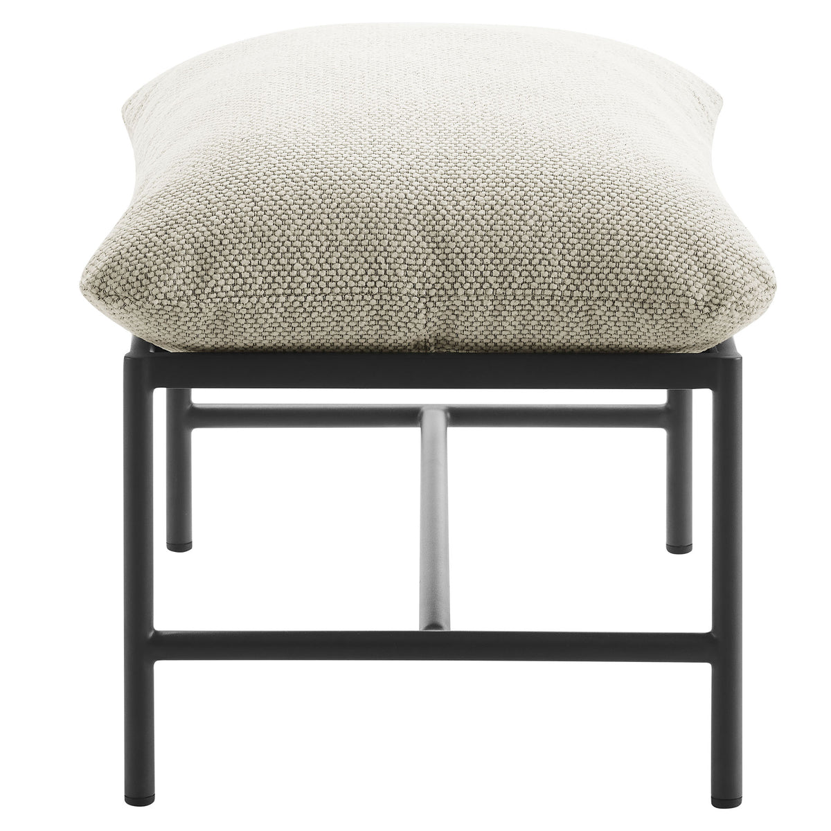 Raya Outdoor Patio Boucle Ottoman, Ivory