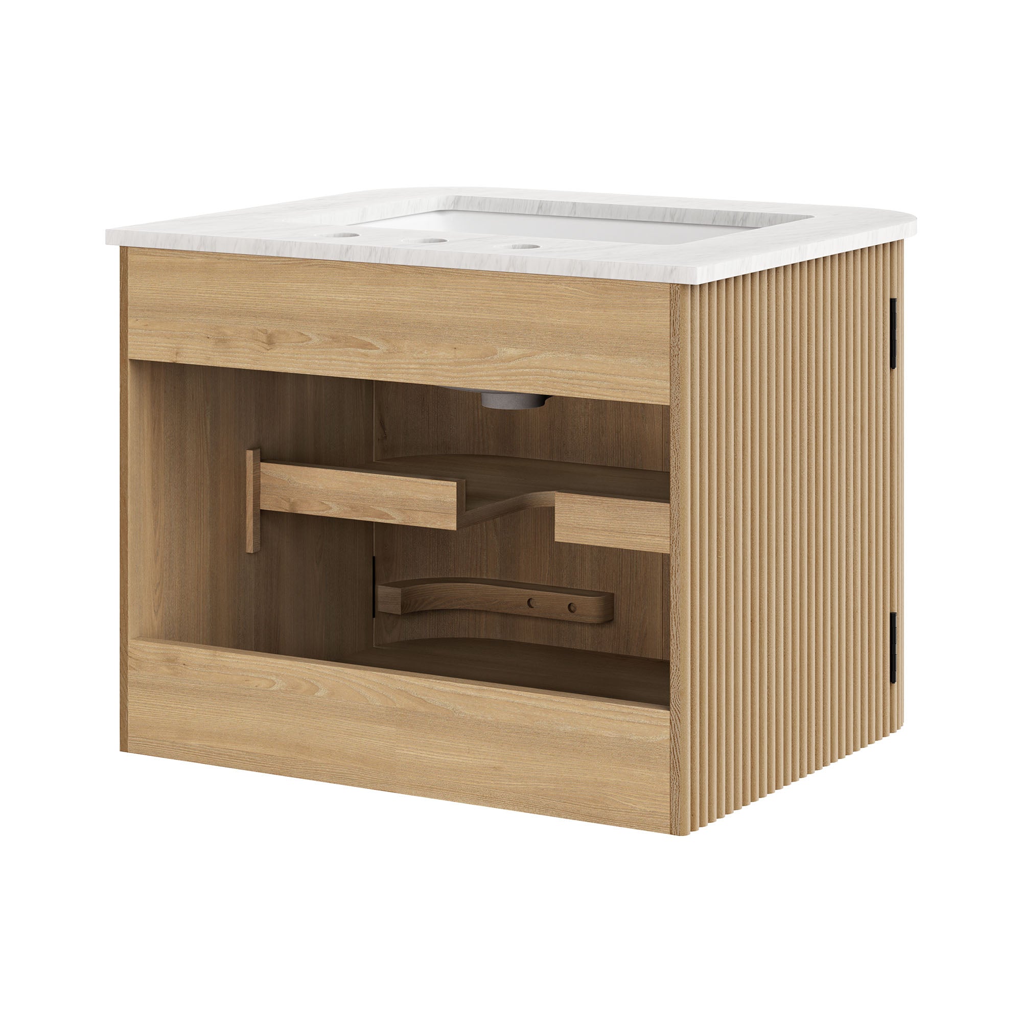 Zia 24" Wall-Mount Bathroom Vanity with Marble Sink, Natural
