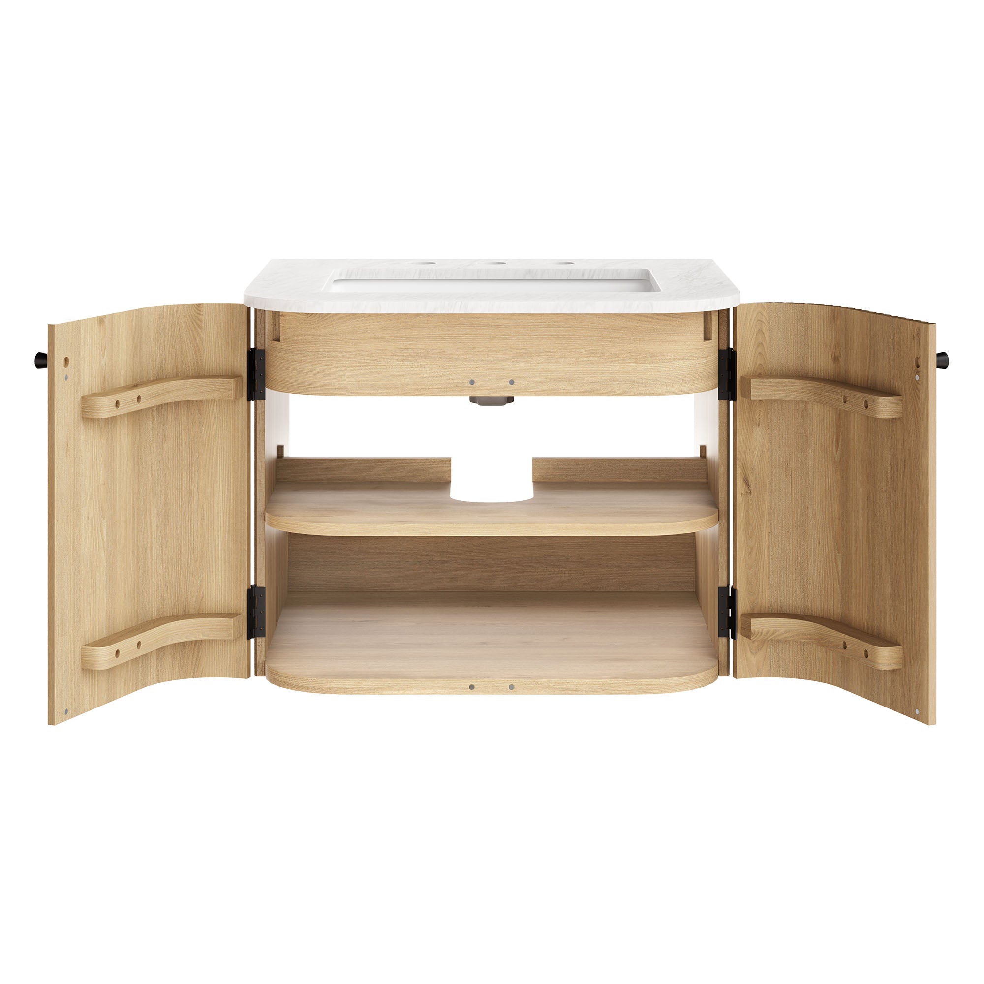 Zia 24" Wall-Mount Bathroom Vanity with Marble Sink, Natural