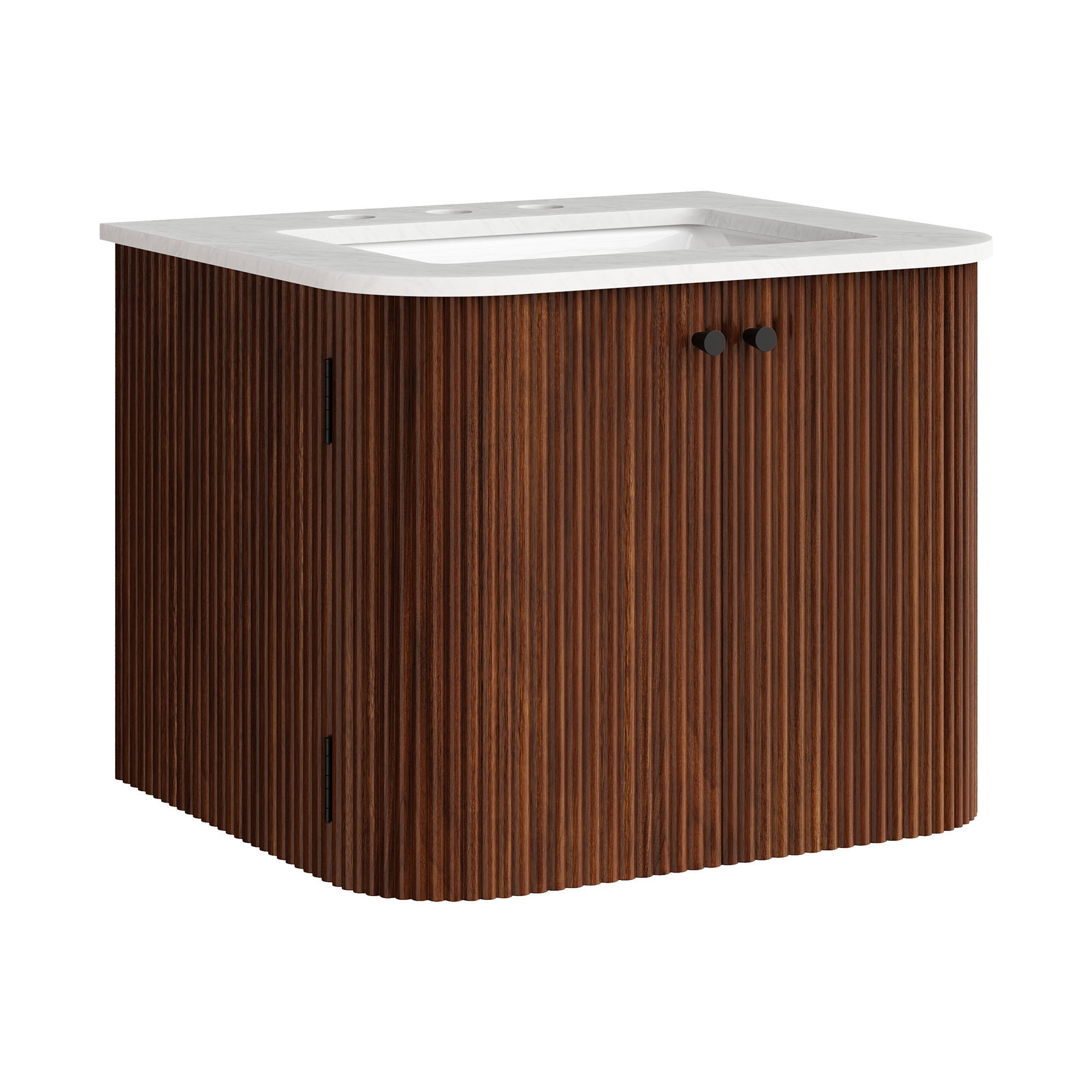 Zia 24" Wall-Mount Bathroom Vanity with Marble Sink, Walnut