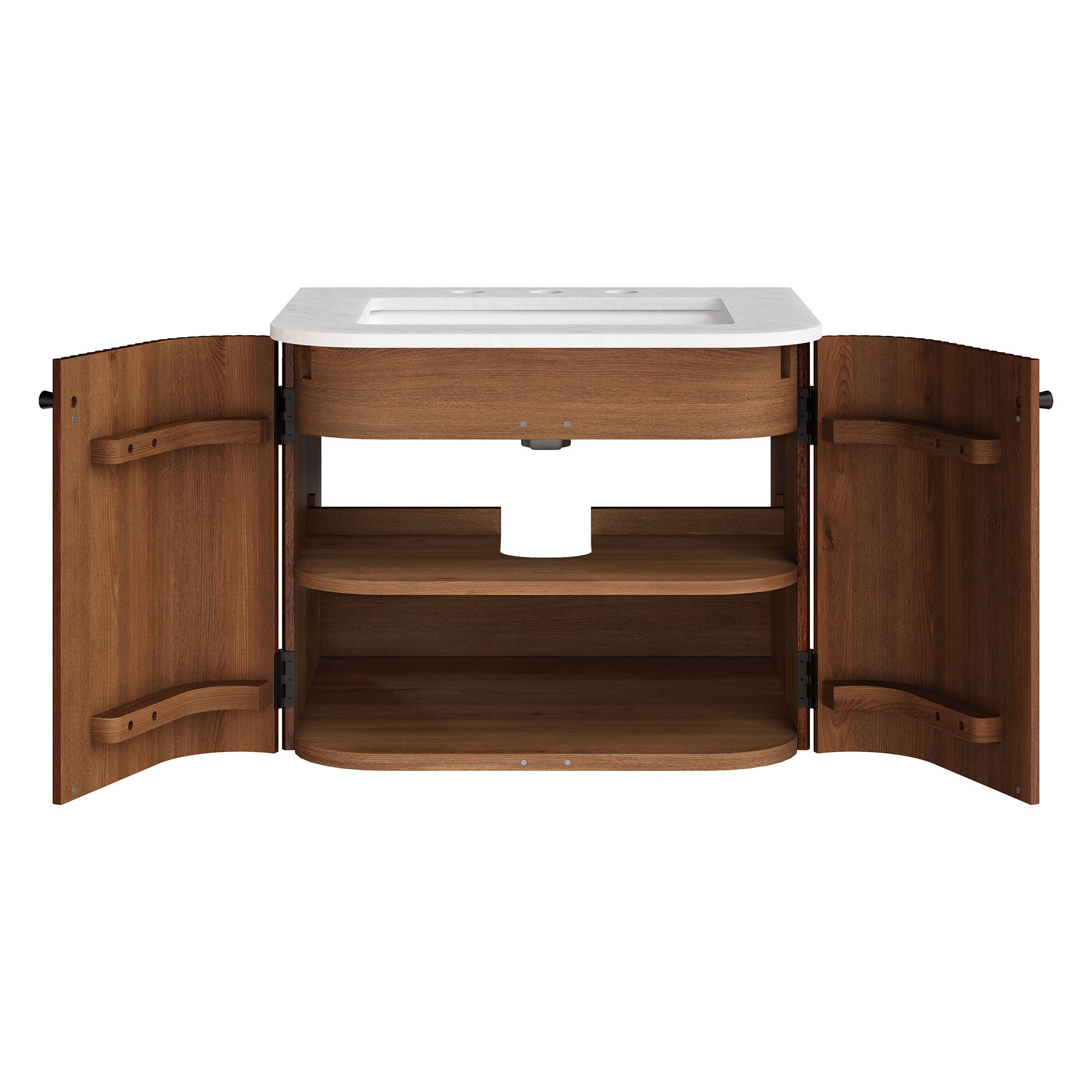 Zia 24" Wall-Mount Bathroom Vanity with Marble Sink, Walnut