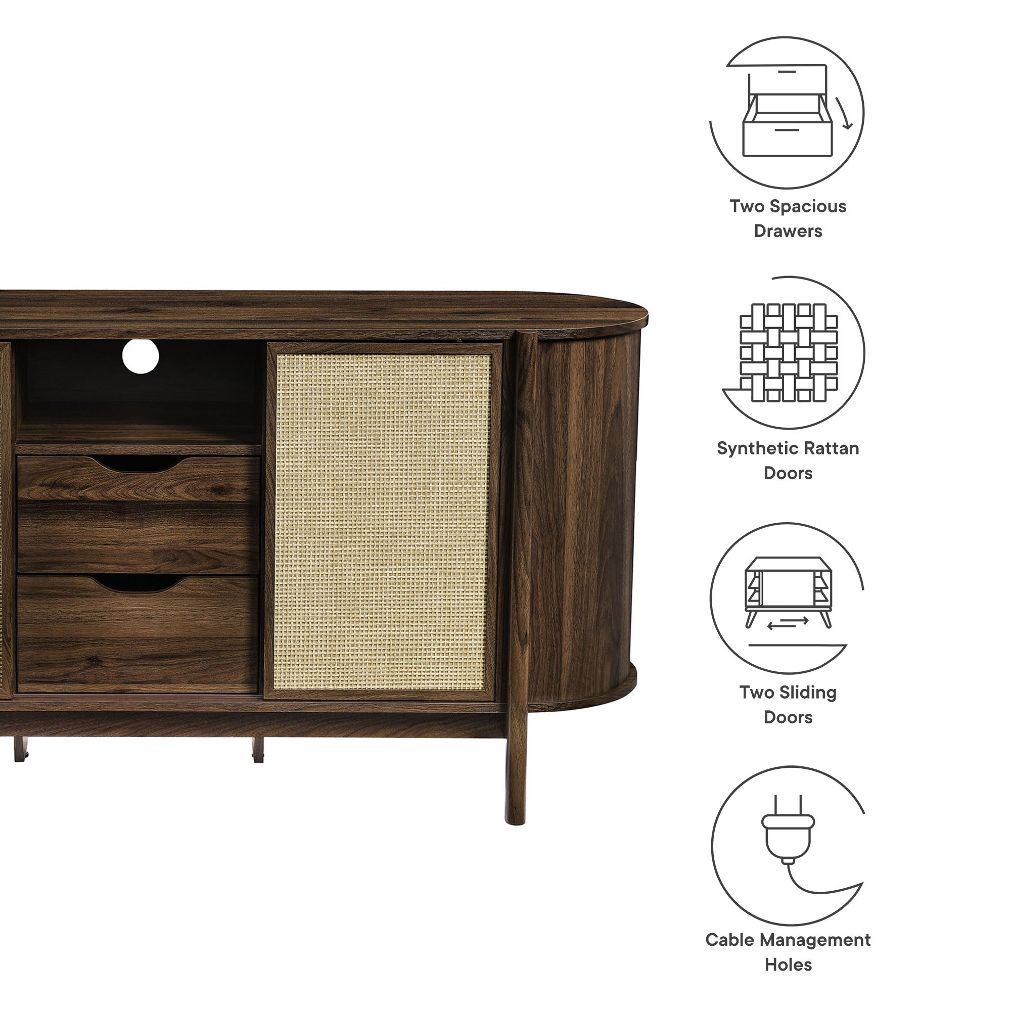 Reid 63" Curved Sideboard, Walnut