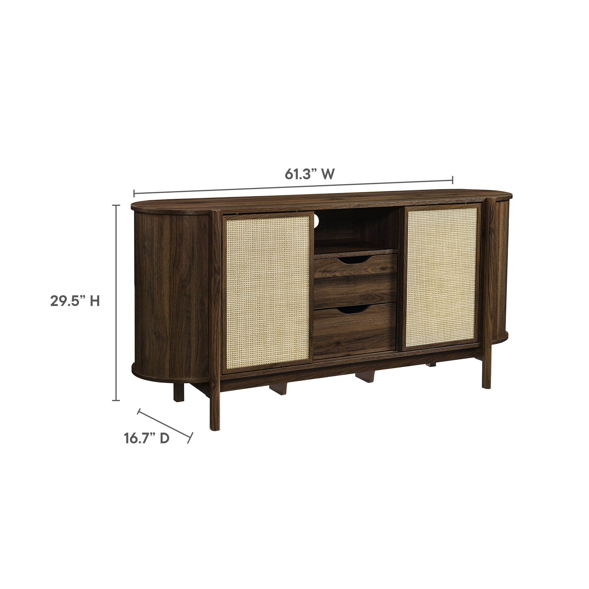 Reid 63" Curved Sideboard, Walnut