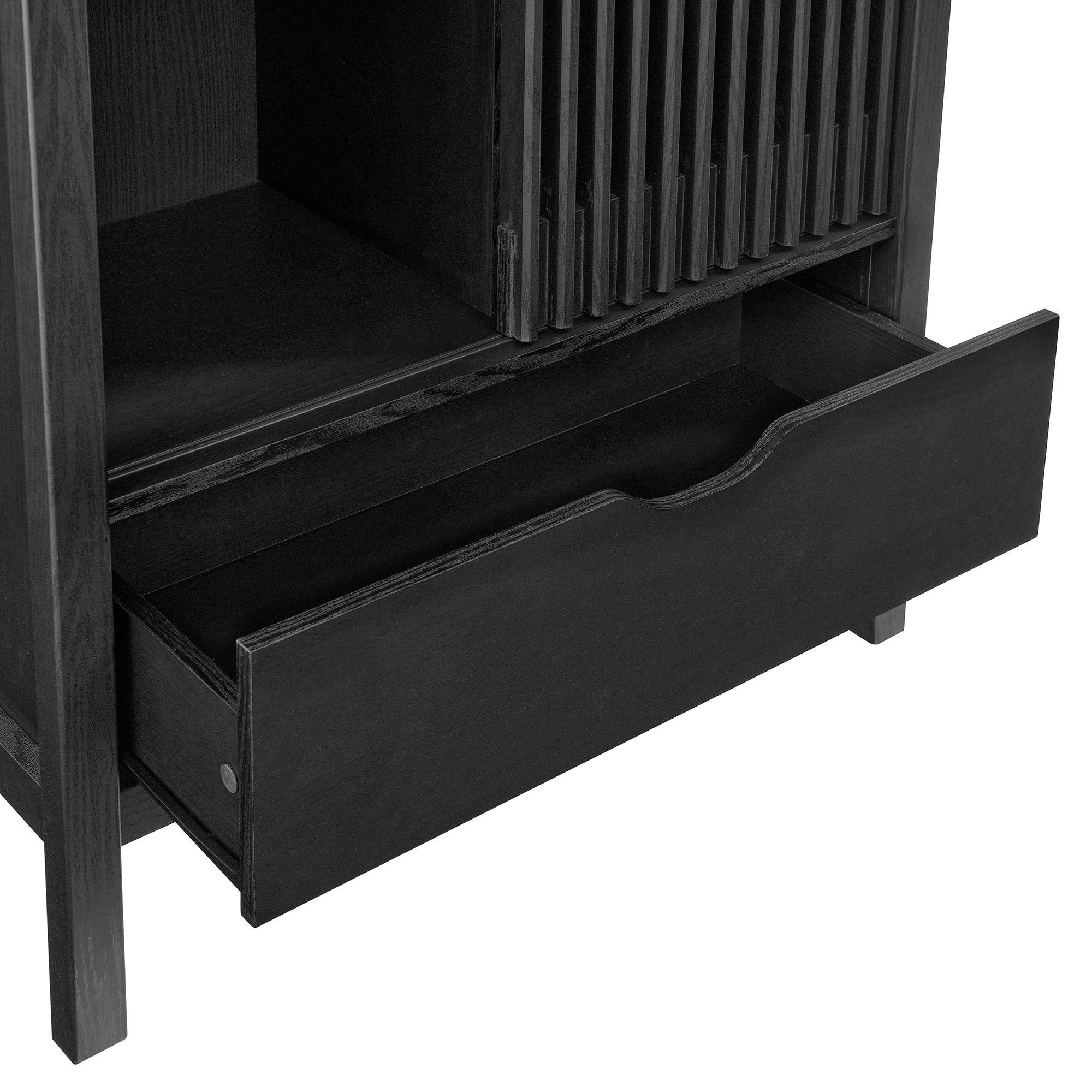 Vaughn 71" Arched Storage Display Cabinet, Black