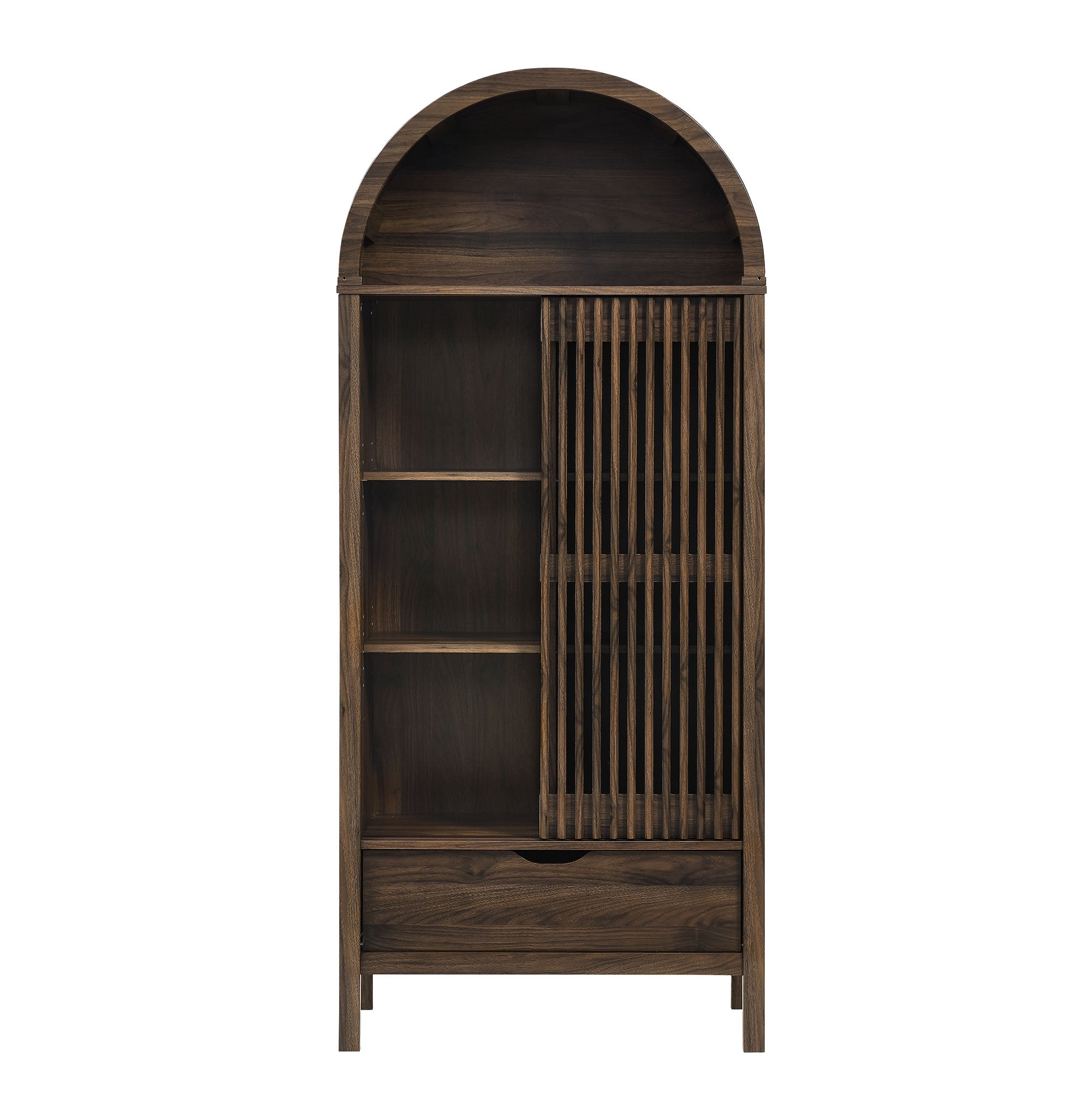 Vaughn 71" Arched Storage Display Cabinet, Walnut