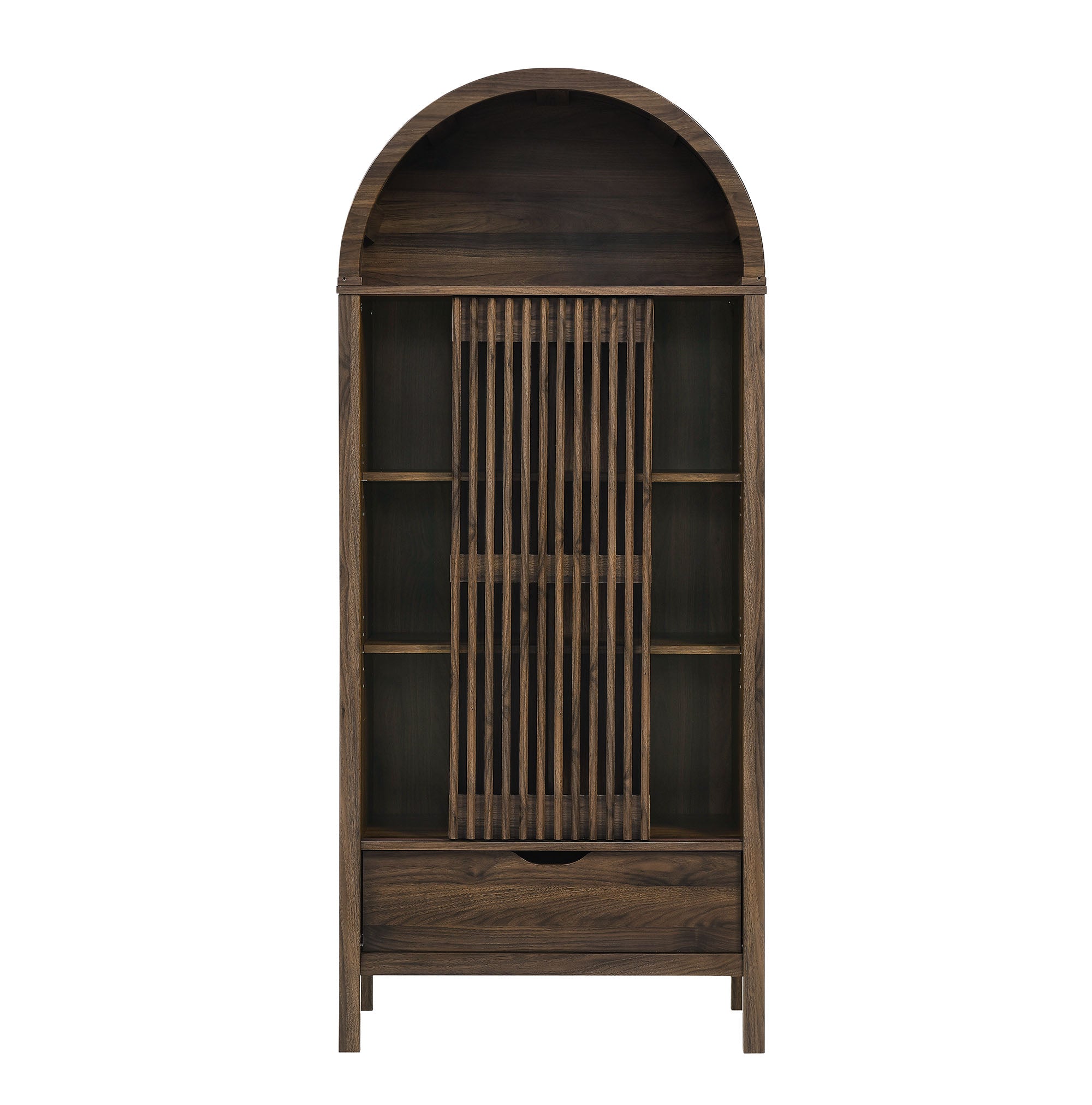 Vaughn 71" Arched Storage Display Cabinet, Walnut