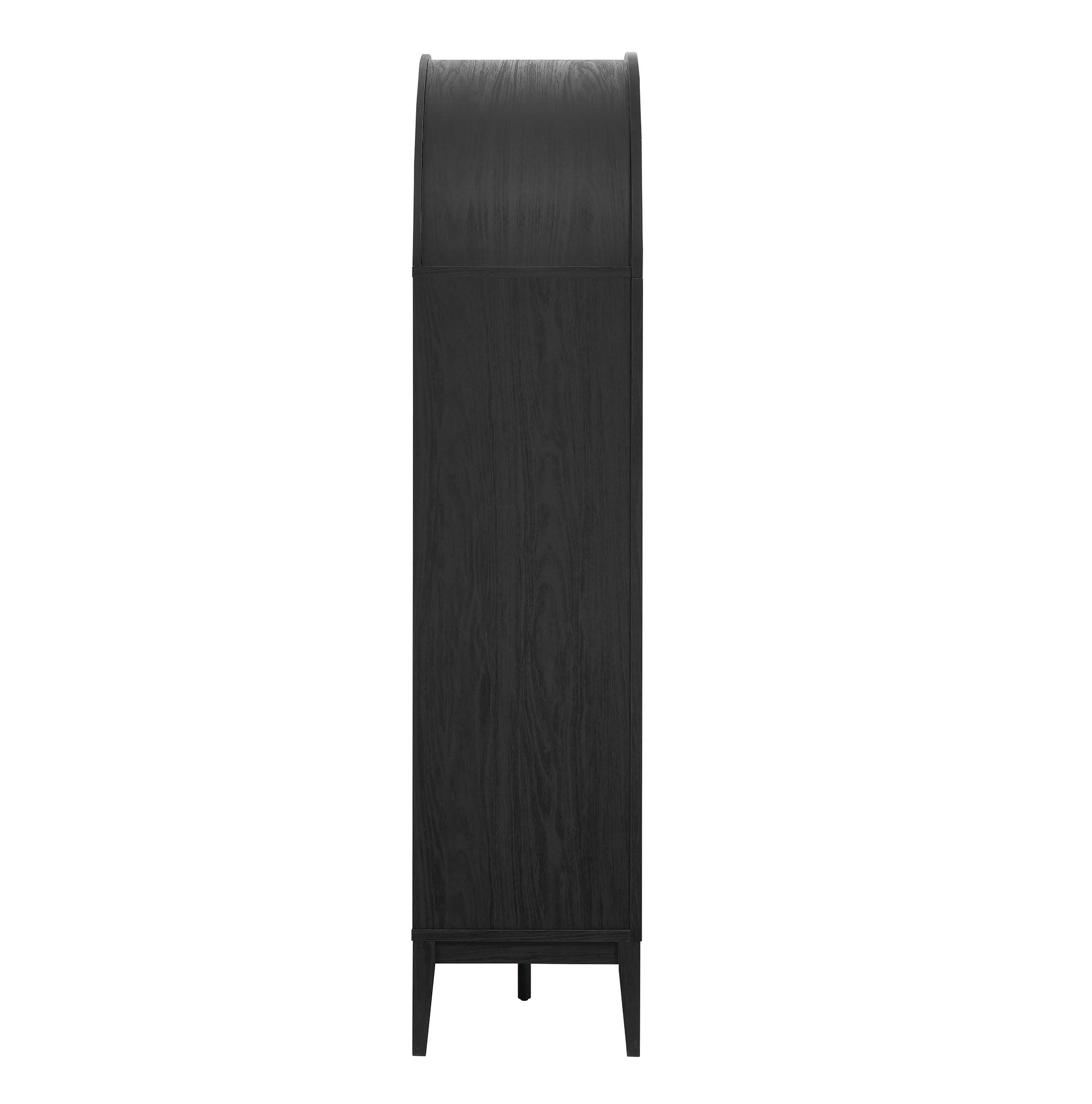 Nolan 74" Tall Wide Arched Storage Display Cabinet Bookshelf, Black Oak