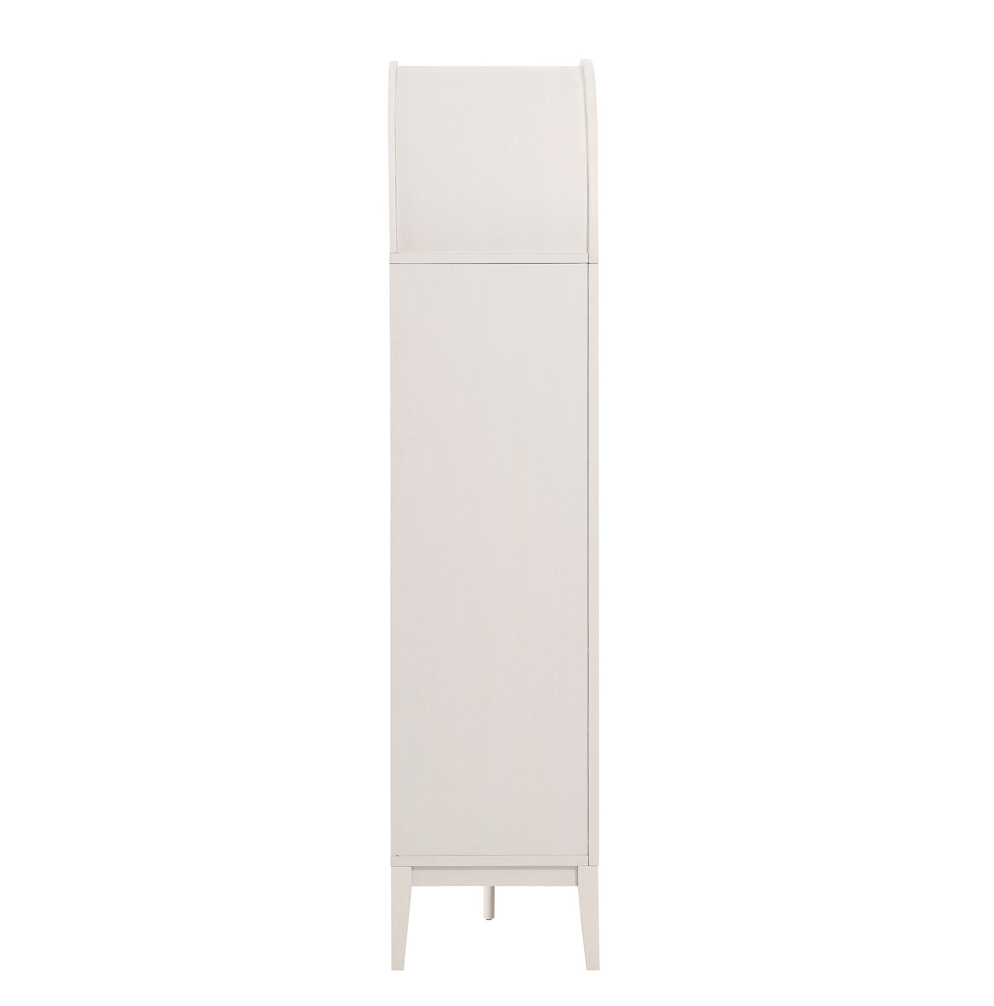 Nolan 74" Tall Wide Arched Storage Display Cabinet Bookshelf, Ivory Oak