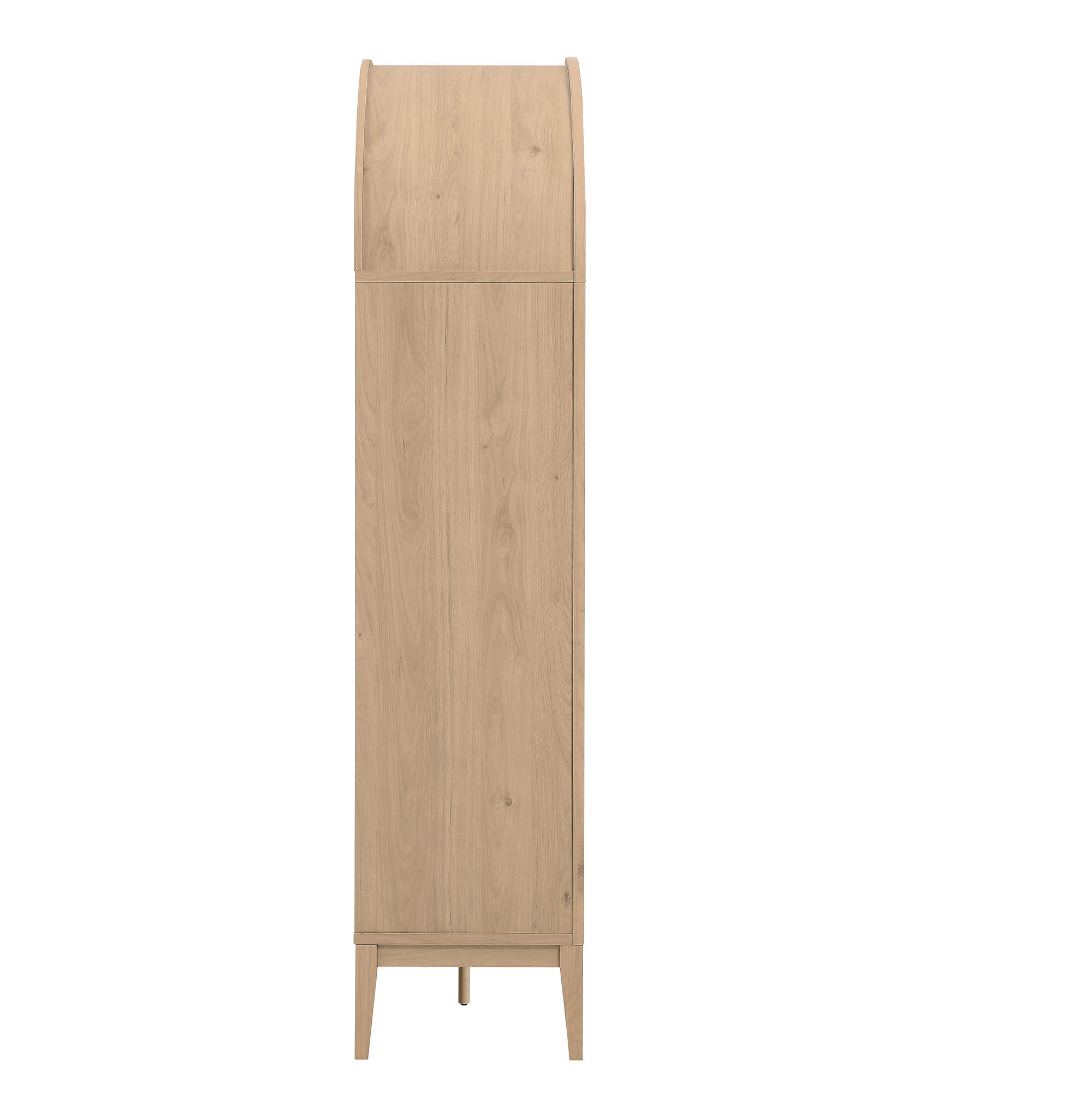 Nolan 74" Tall Wide Arched Storage Display Cabinet Bookshelf, Light Oak