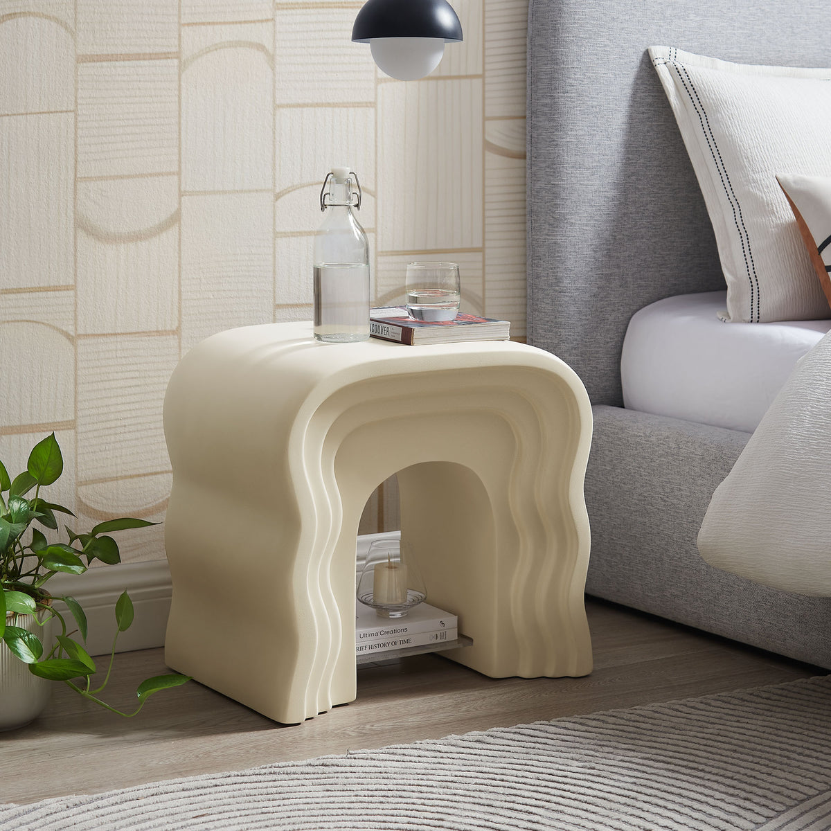 Jorin Squiggle Side Table, Ivory