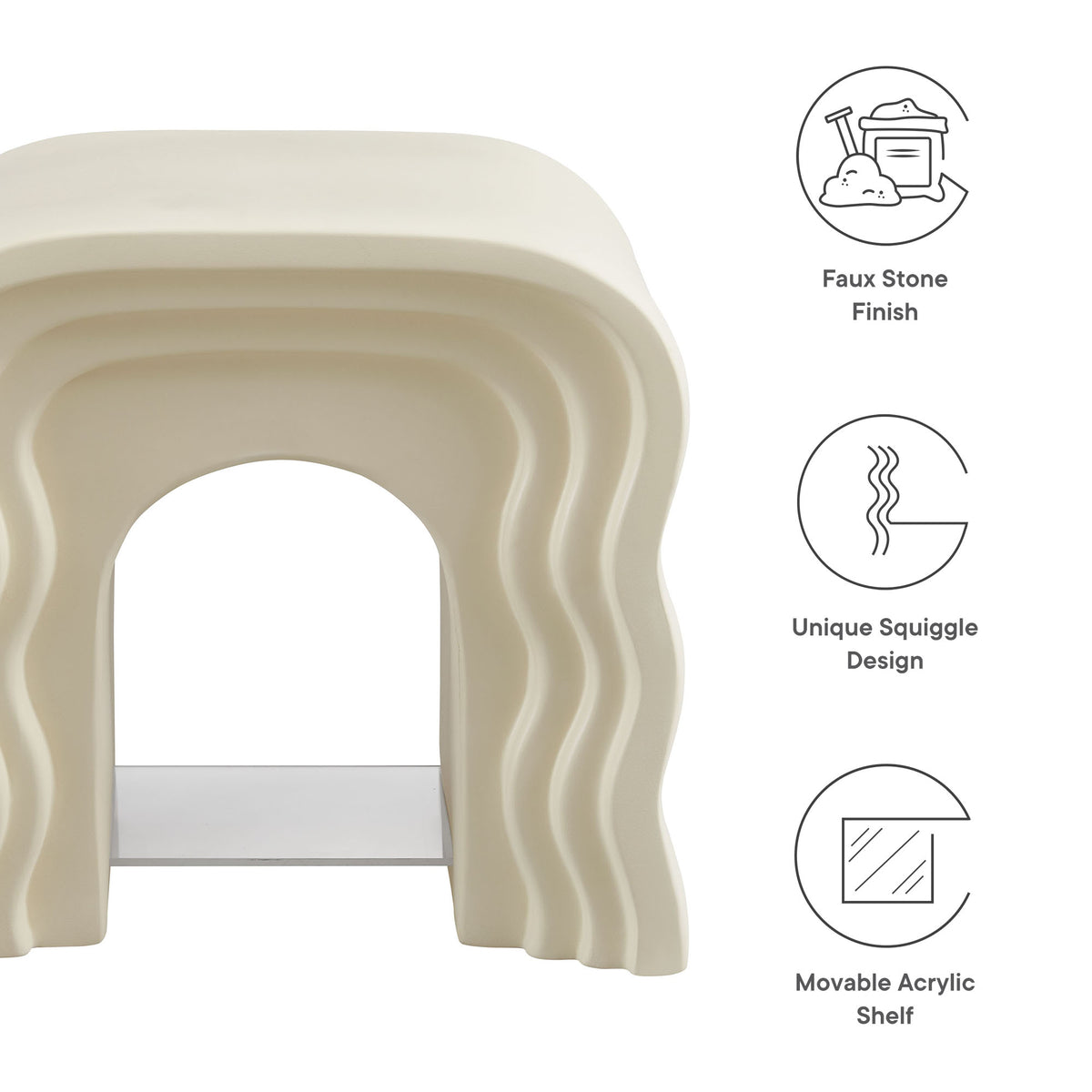 Jorin Squiggle Side Table, Ivory