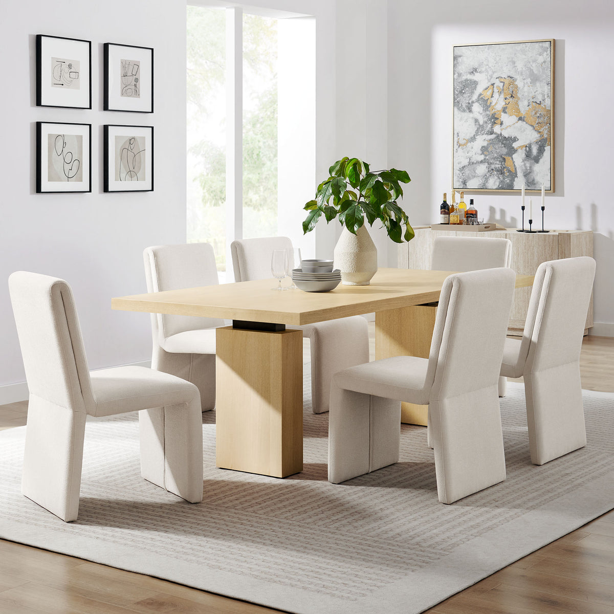 Piston 82" Rectangular Wood Dining Table, Natural