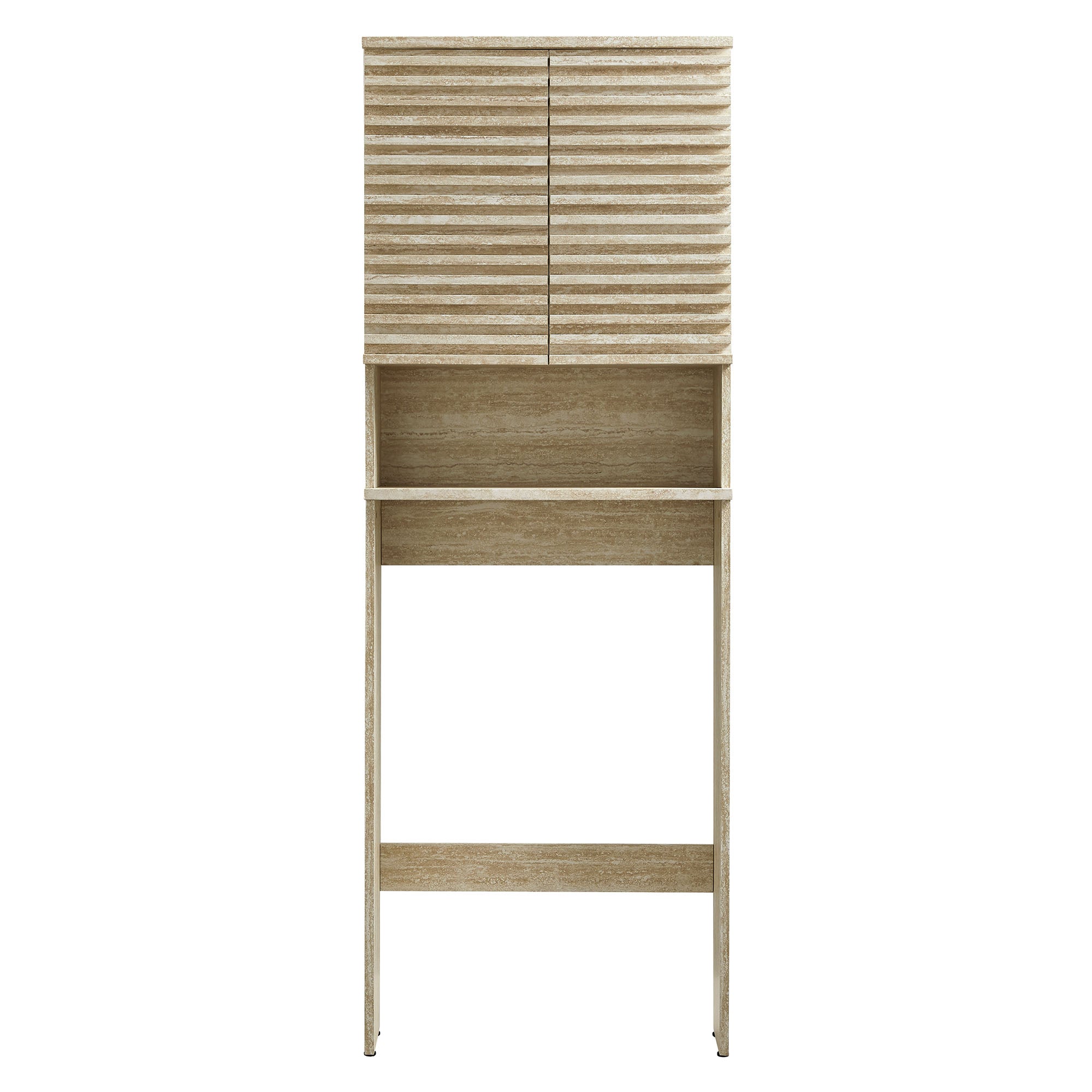 Render Over the Toilet Faux Travertine Bathroom Storage Cabinet, Travertine