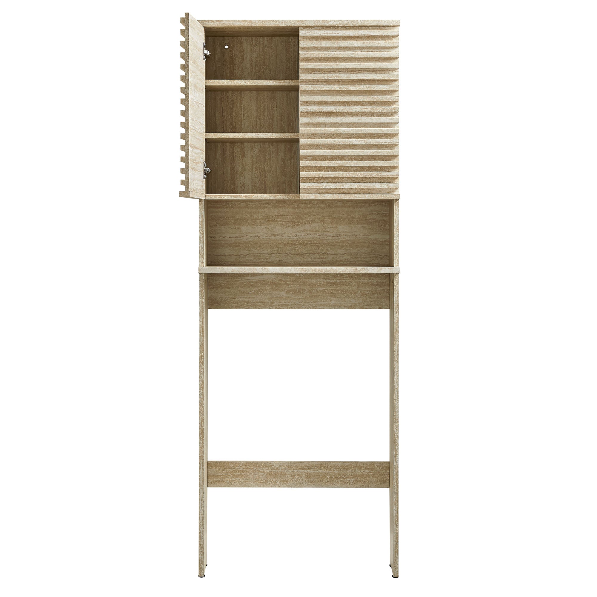 Render Over the Toilet Faux Travertine Bathroom Storage Cabinet, Travertine