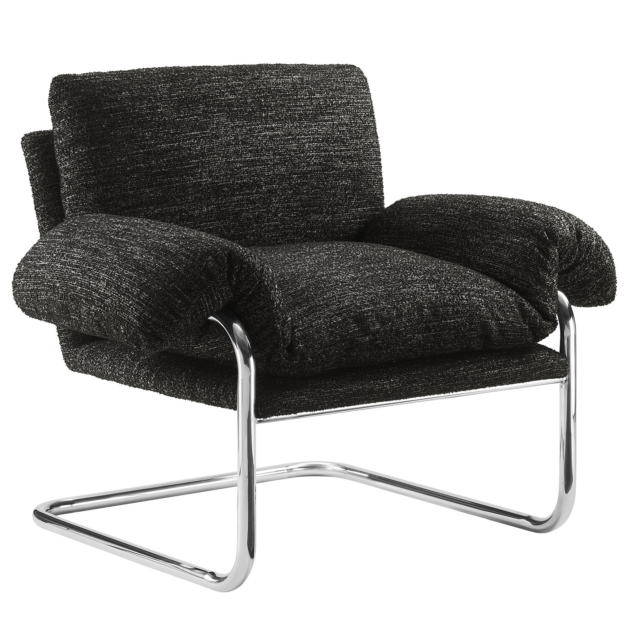 Ansel Boucle Fabric Accent Chair, Charcoal