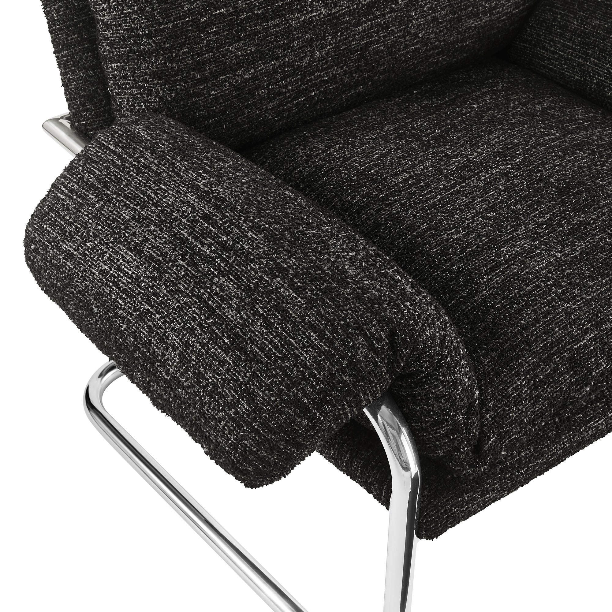 Ansel Boucle Fabric Accent Chair, Charcoal