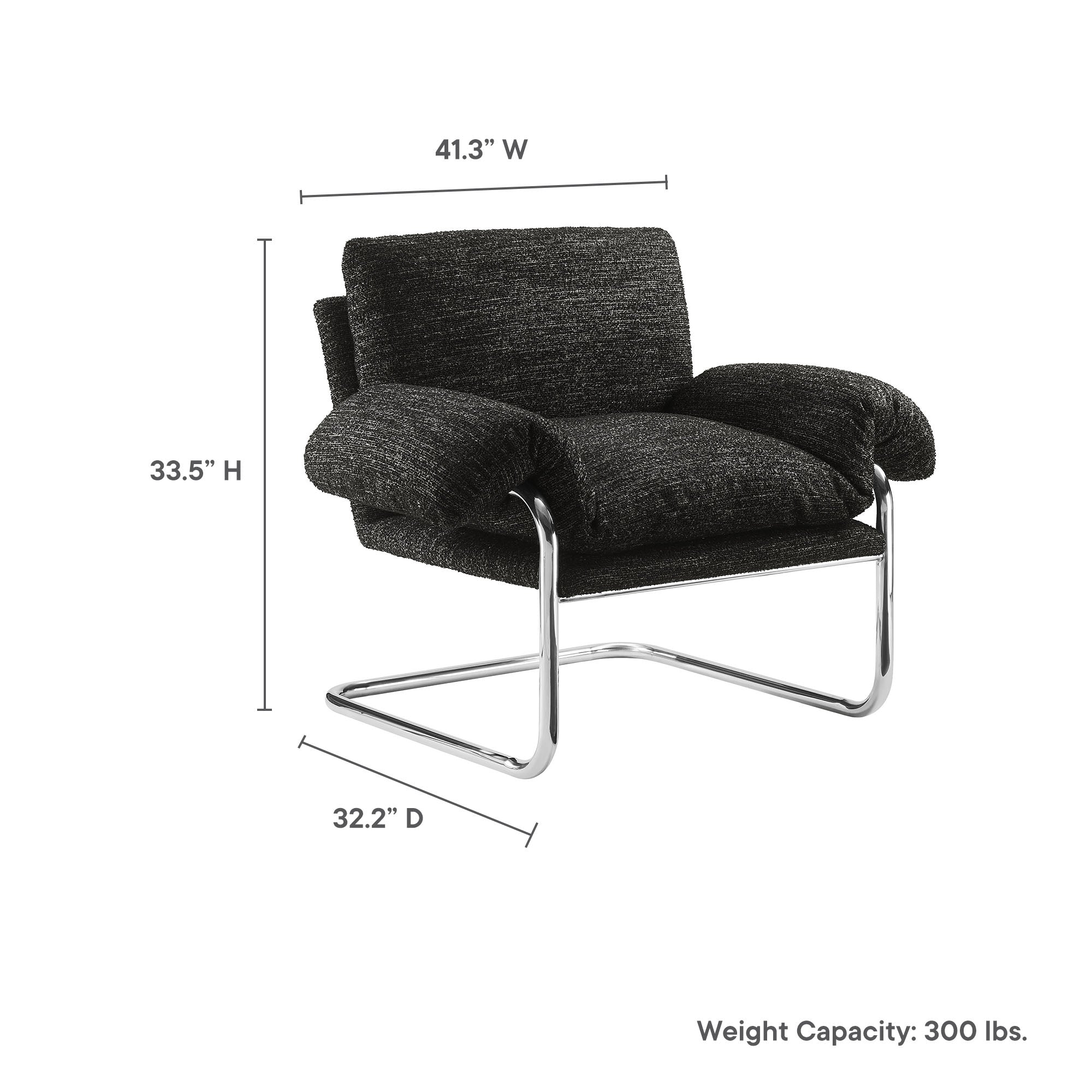 Ansel Boucle Fabric Accent Chair, Charcoal