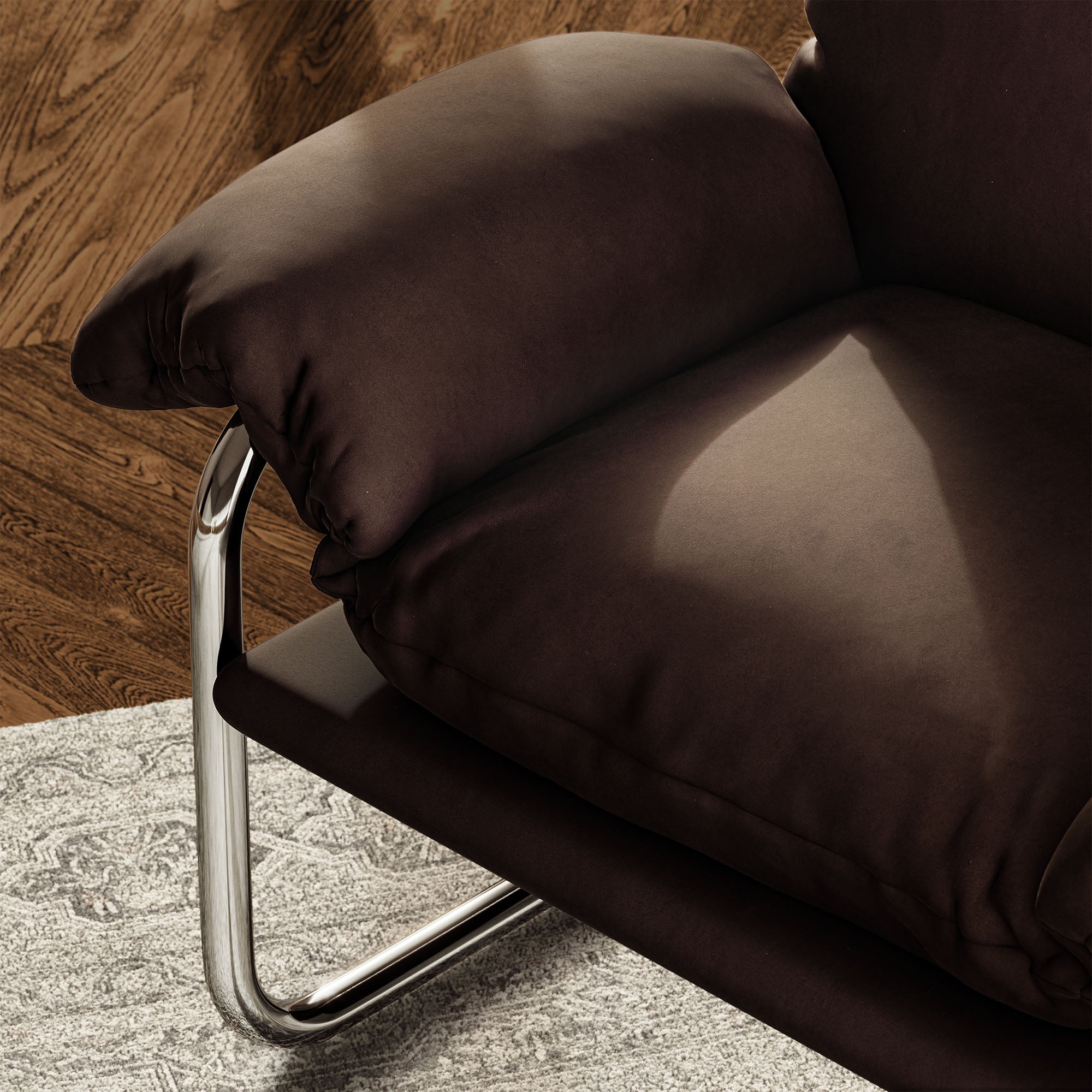Ansel Performance Velvet Accent Chair, Chocolate Brown