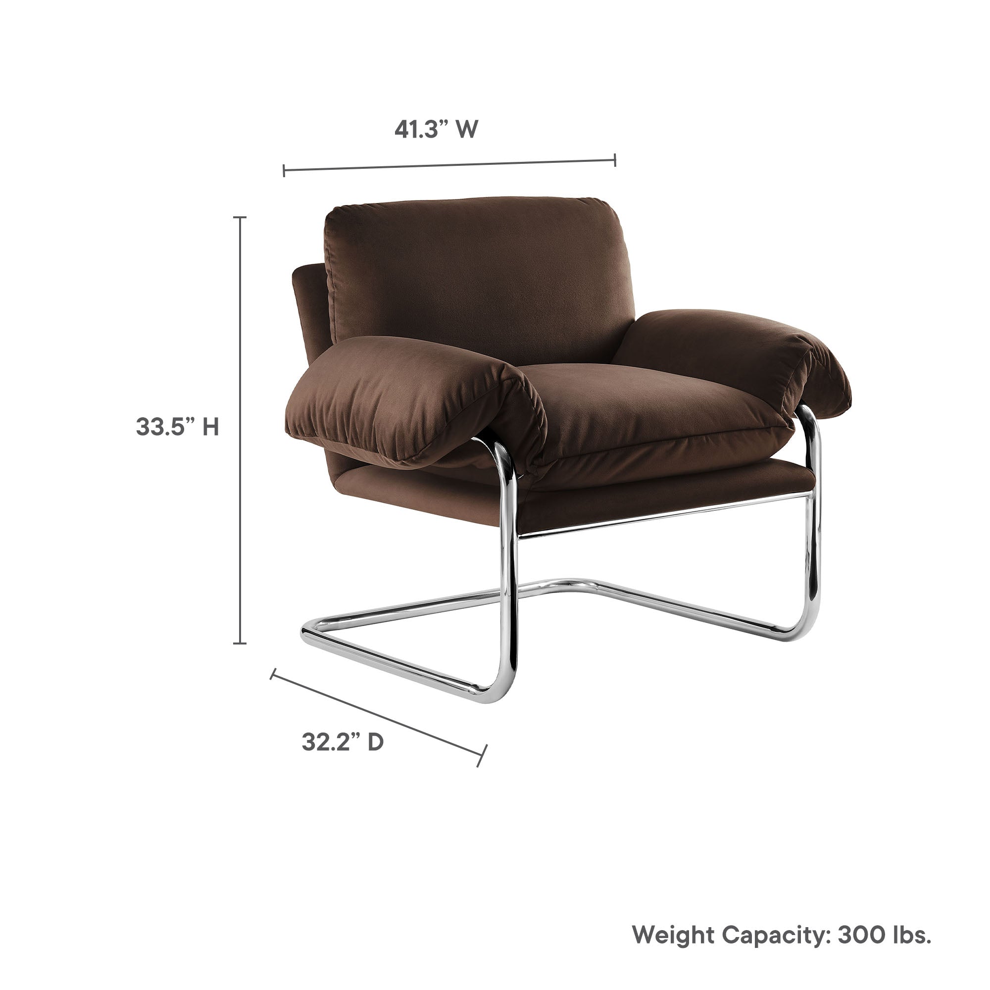 Ansel Performance Velvet Accent Chair, Chocolate Brown