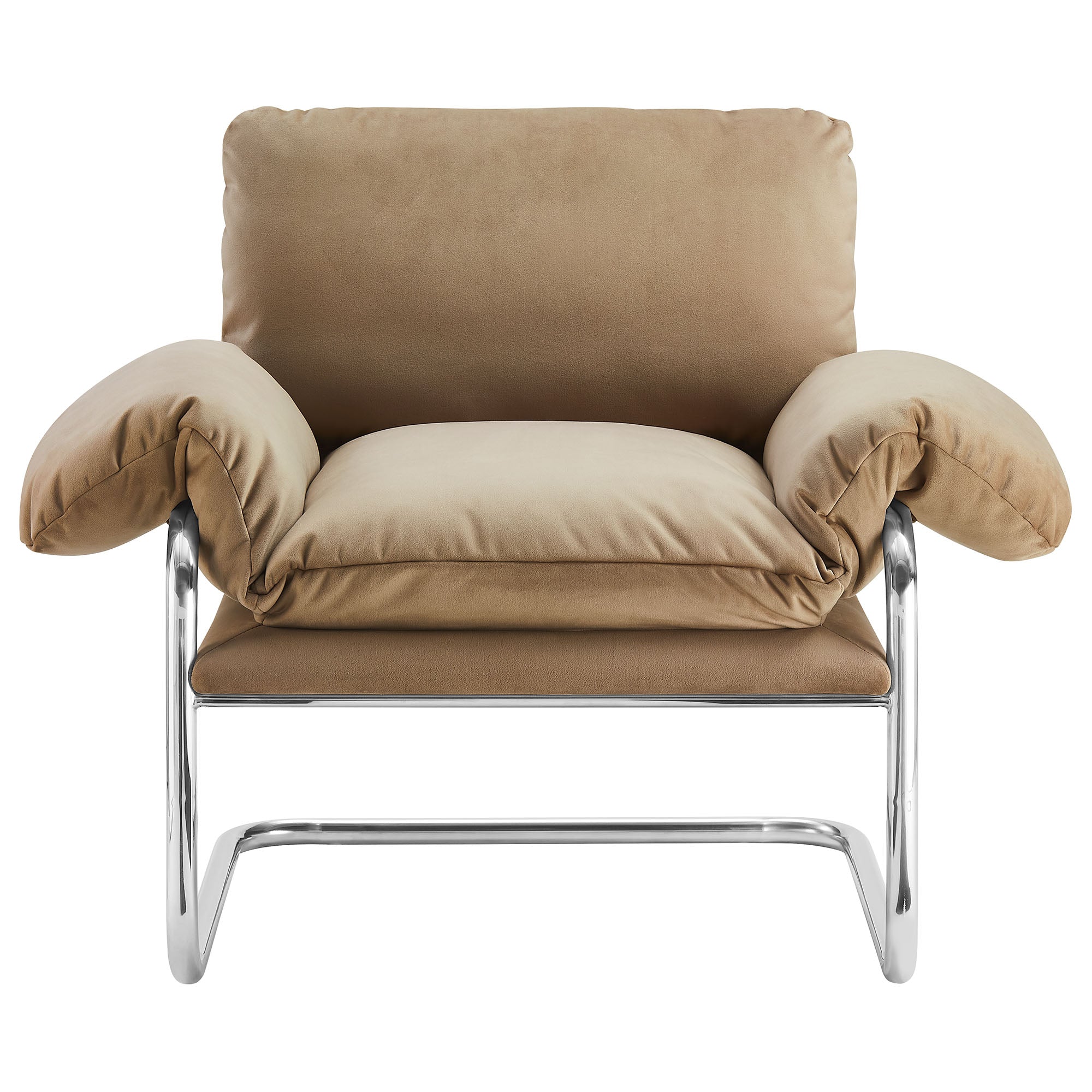 Ansel Performance Velvet Accent Chair, Taupe