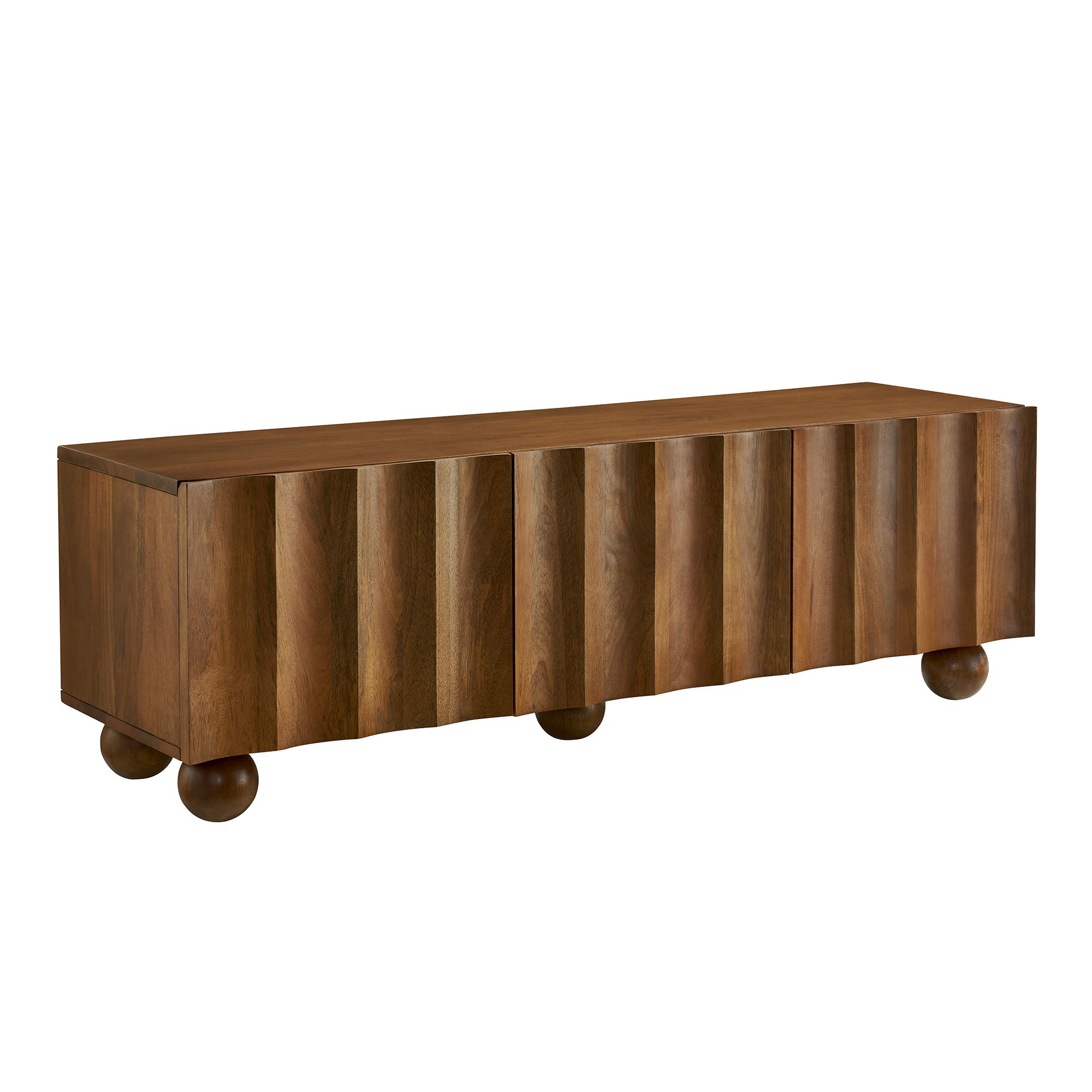 Sorren Scalloped 54" Wood TV Stand, Walnut