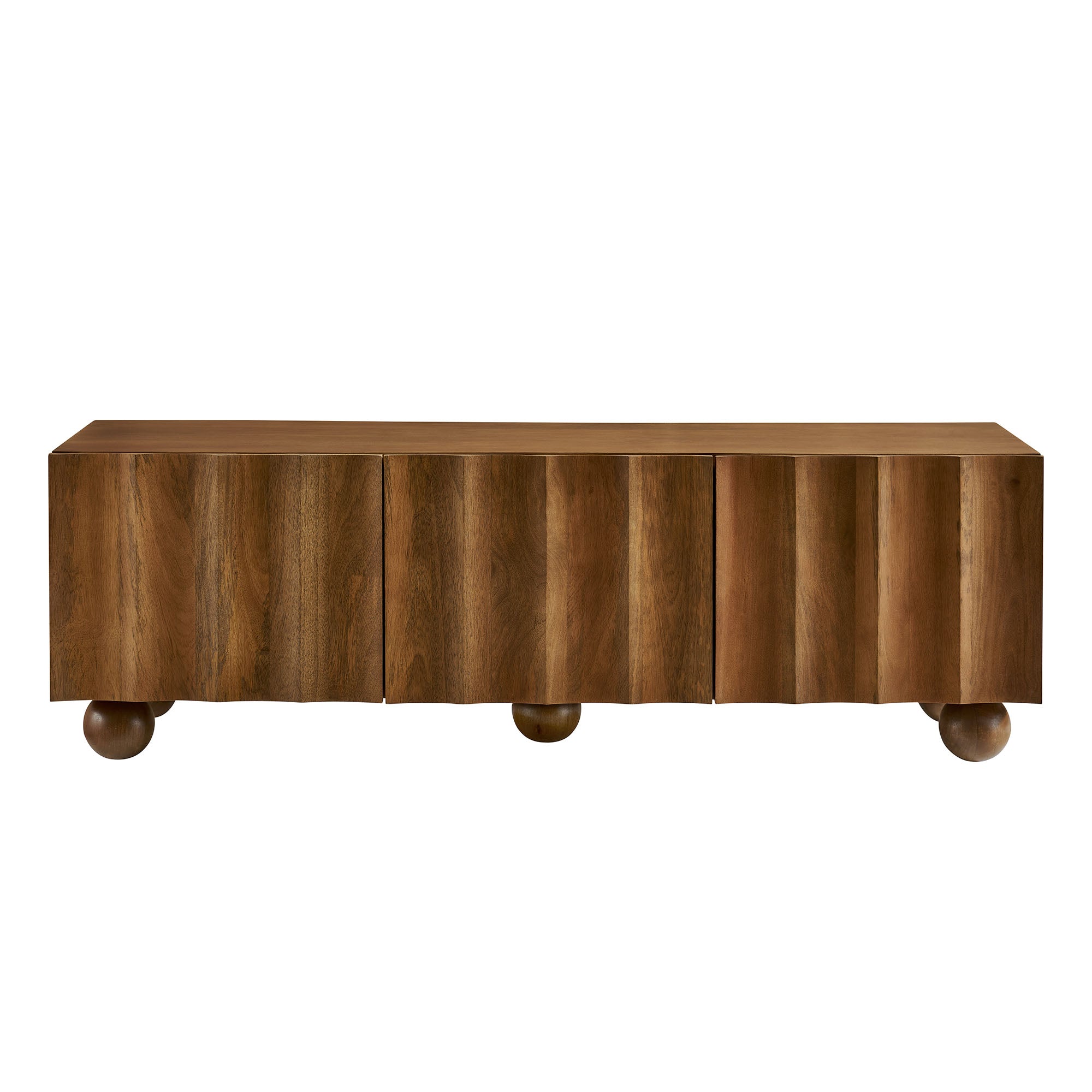 Sorren Scalloped 54" Wood TV Stand, Walnut