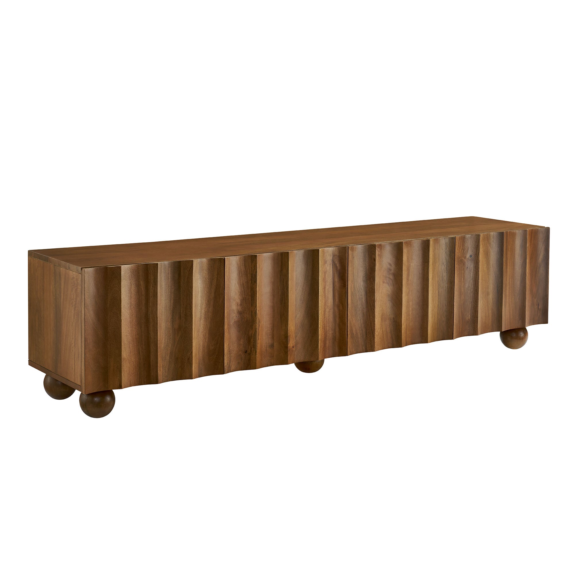 Sorren Scalloped 71" Wood TV Stand, Walnut
