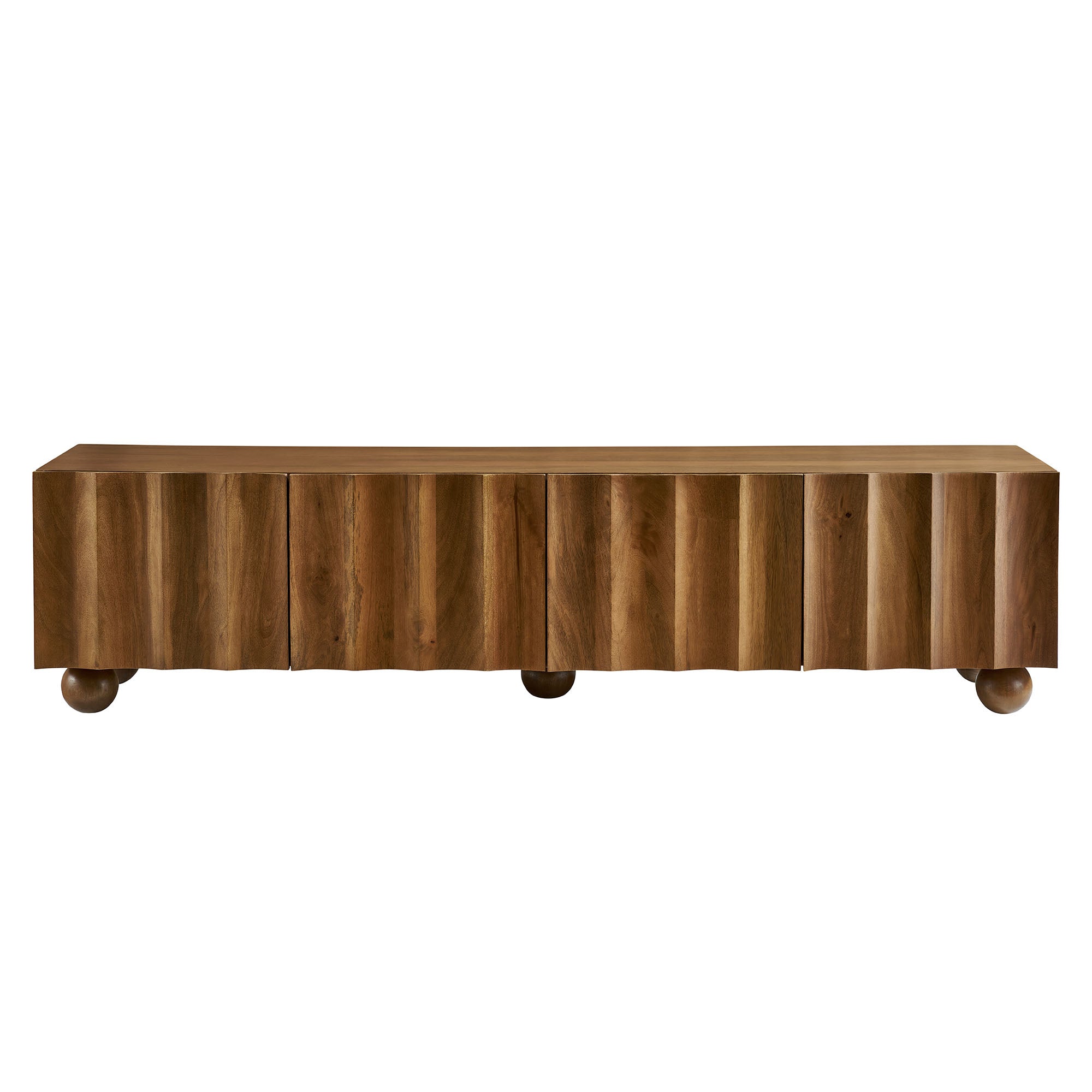 Sorren Scalloped 71" Wood TV Stand, Walnut