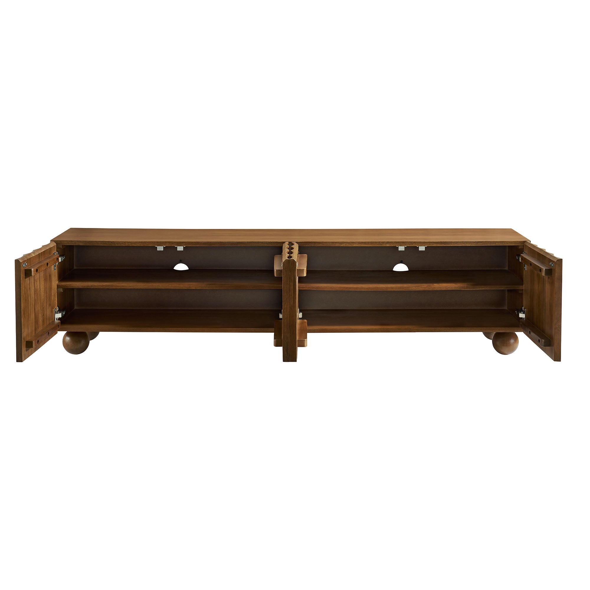 Sorren Scalloped 71" Wood TV Stand, Walnut