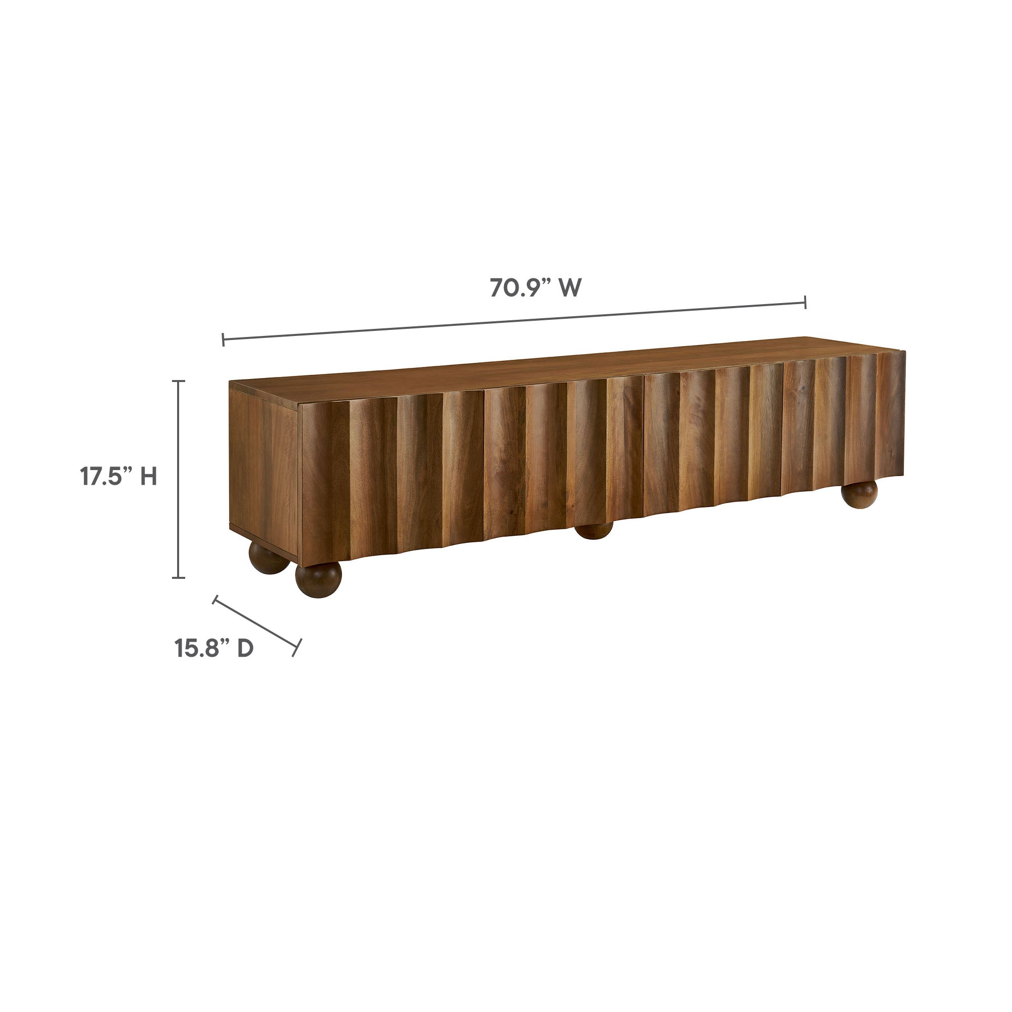 Sorren Scalloped 71" Wood TV Stand, Walnut
