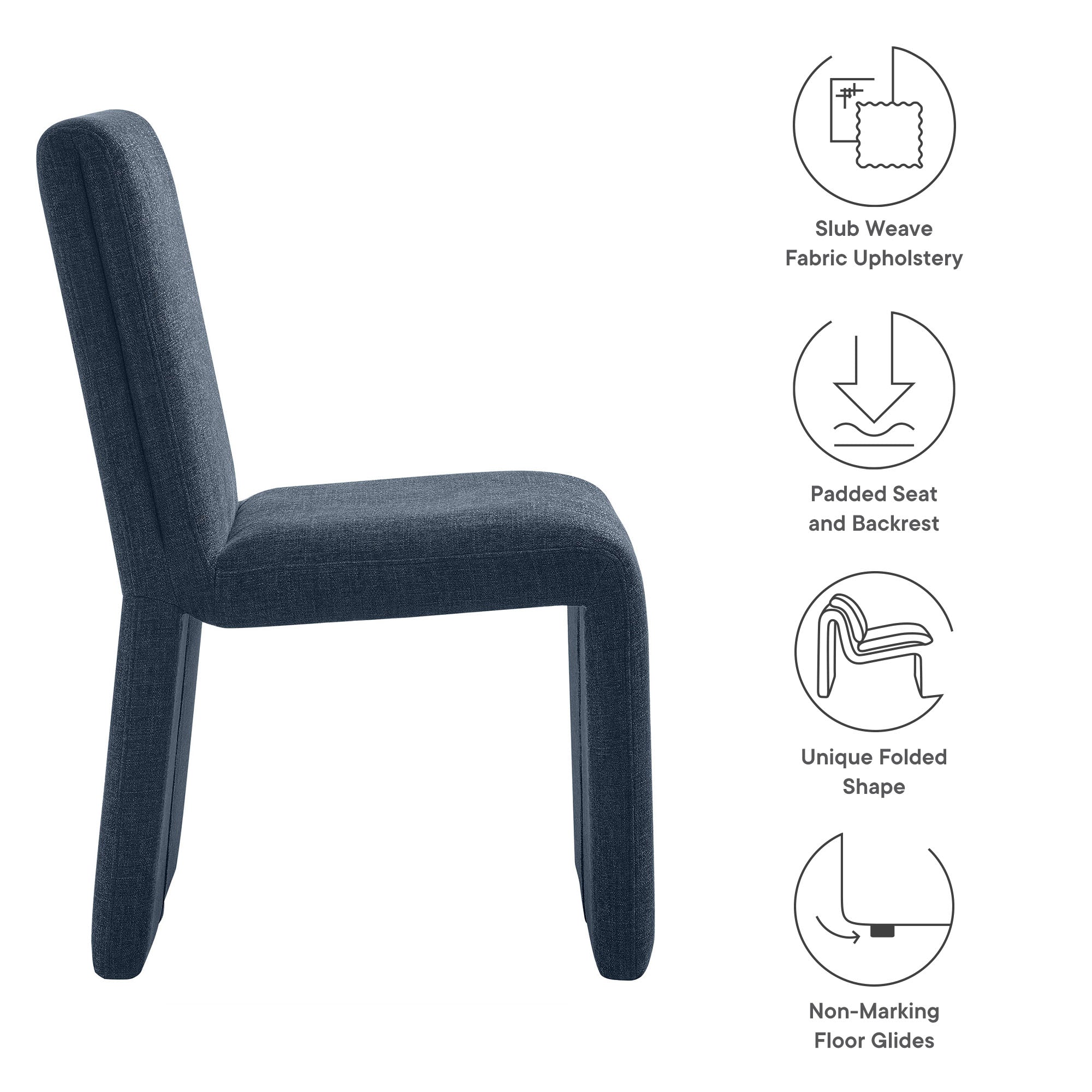 Emory Fabric Upholstered Dining Side Chair, Slate Blue