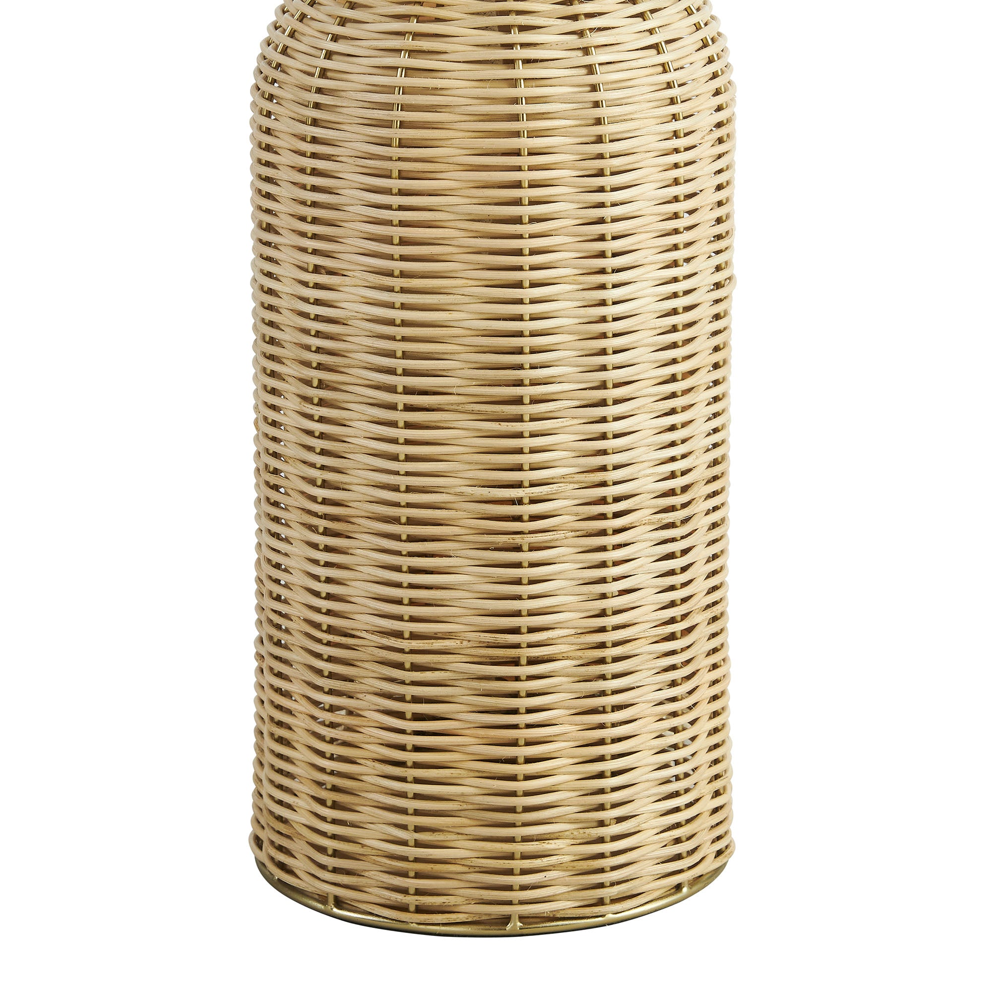Santo Rattan Table Lamp With Dome Shade, White Natural