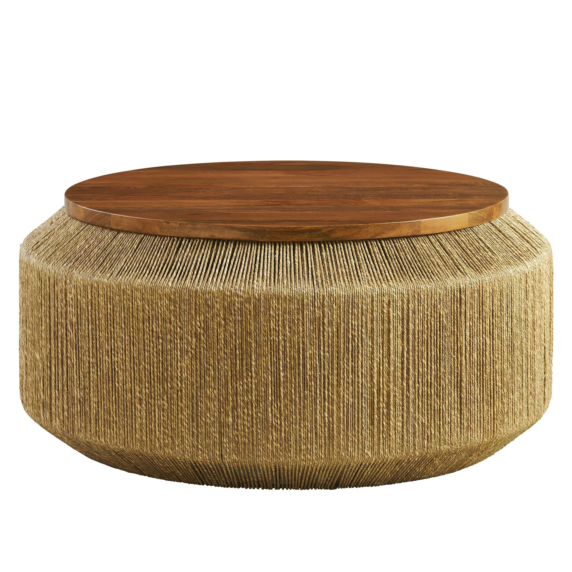 Maris Seagrass and Wood Coffee Table, Walnut Natural