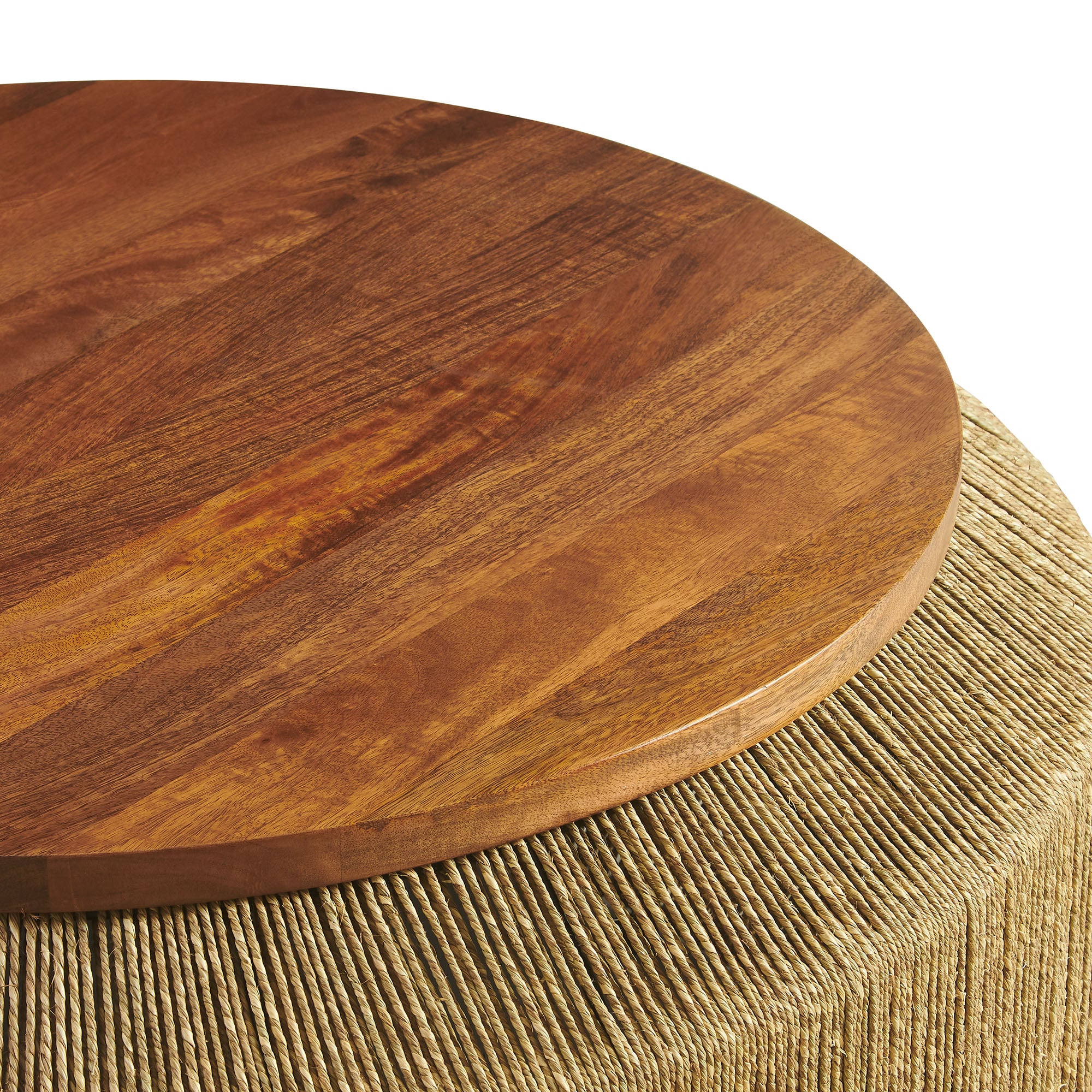 Maris Seagrass and Wood Coffee Table, Walnut Natural