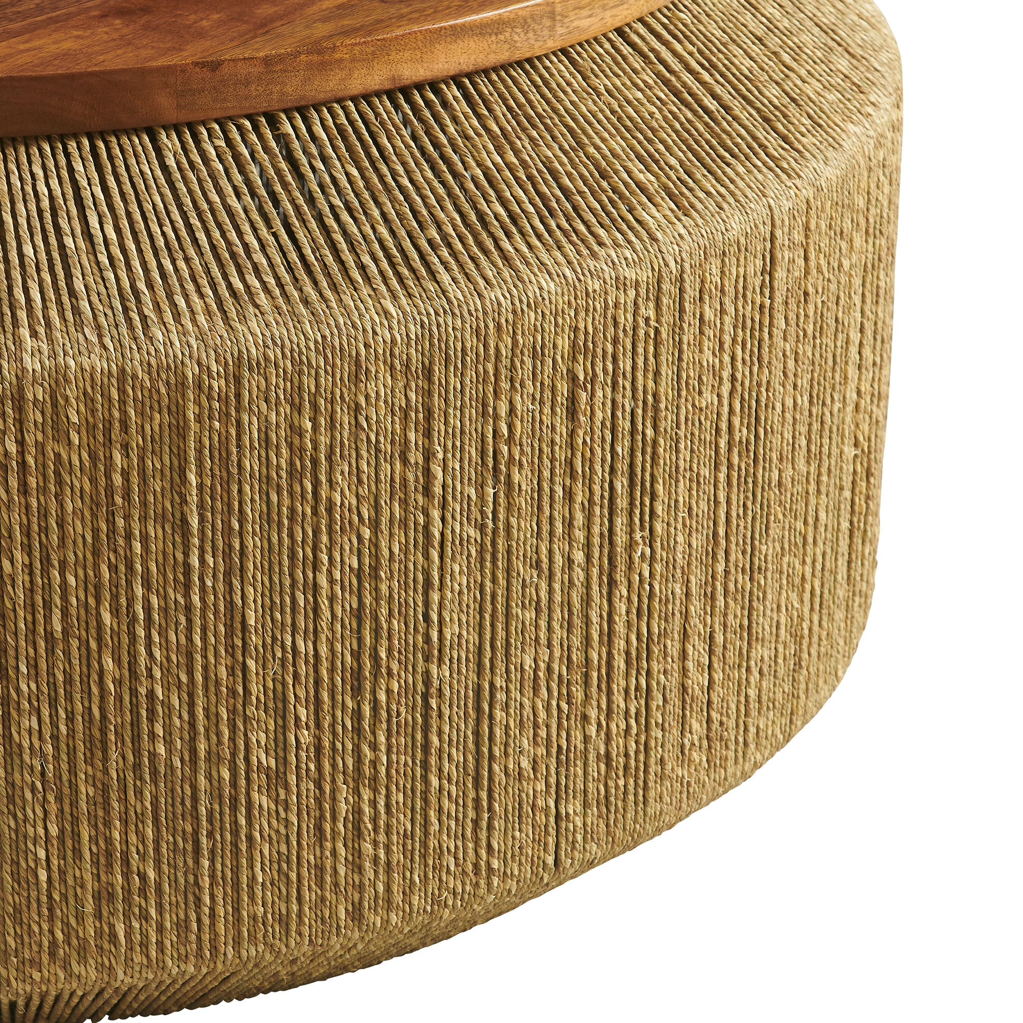Maris Seagrass and Wood Coffee Table, Walnut Natural