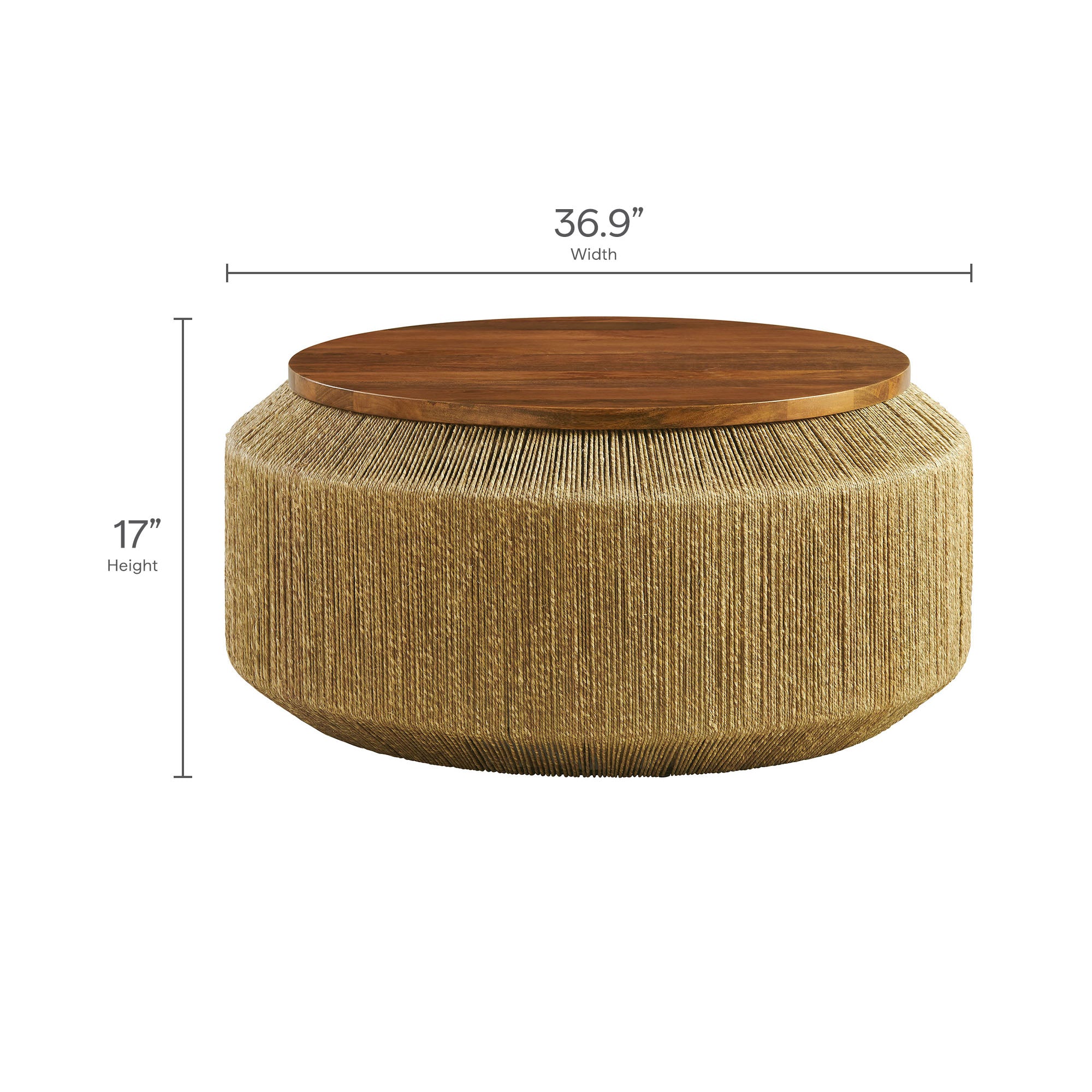 Maris Seagrass and Wood Coffee Table, Walnut Natural