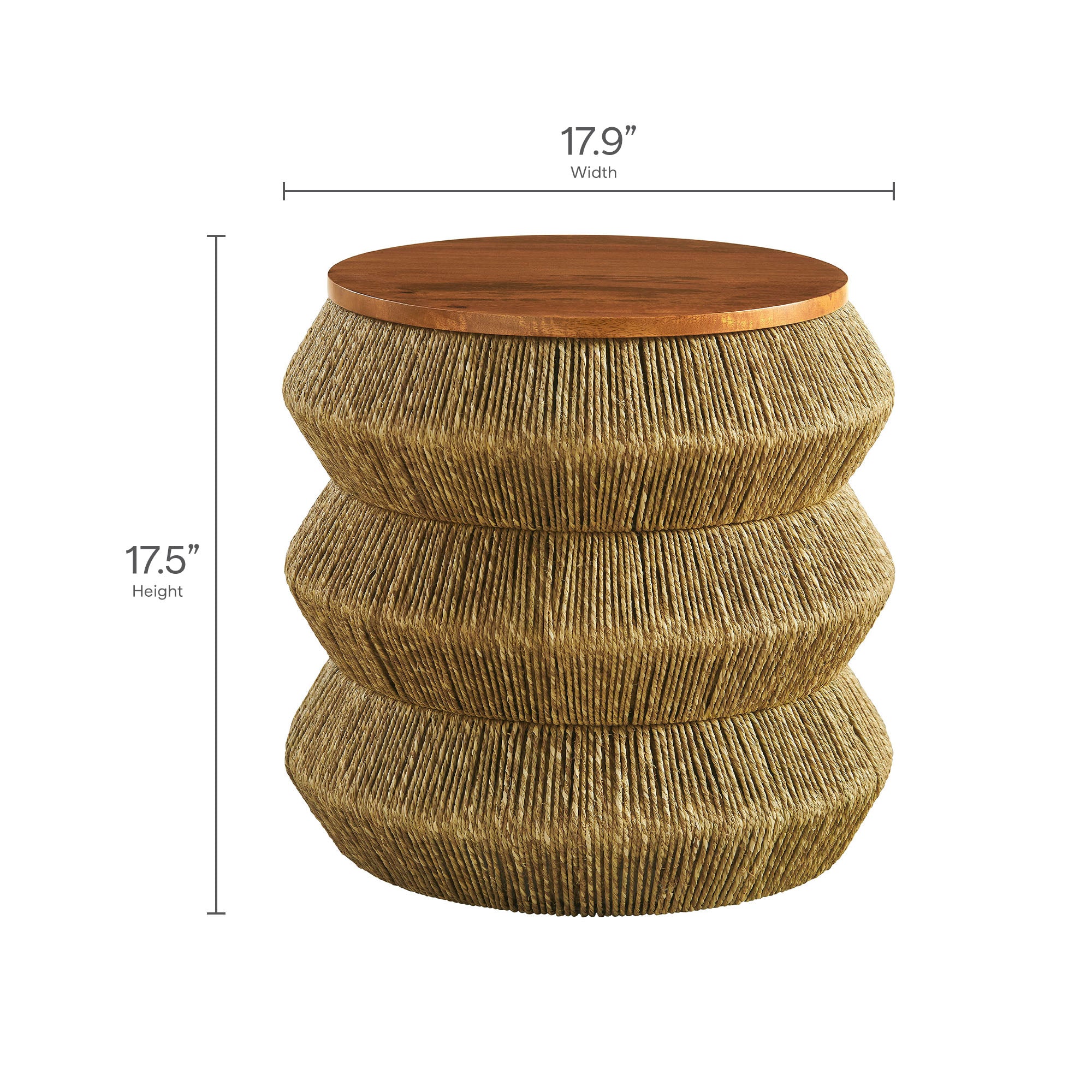 Maris Seagrass and Wood End Table, Walnut Natural
