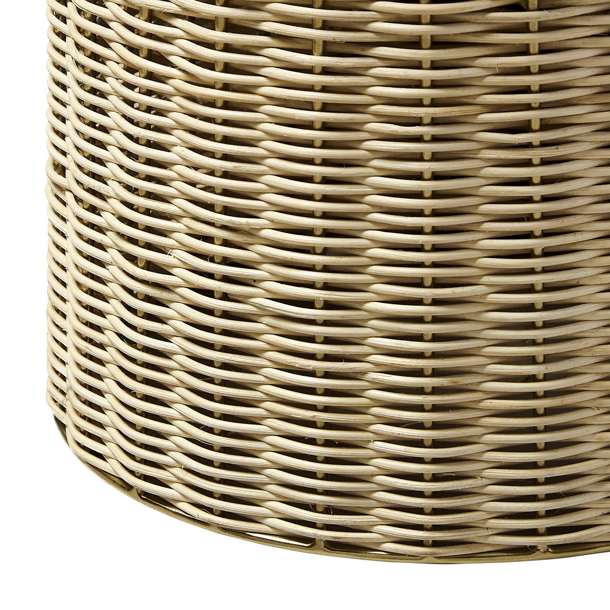 Lazaro Round Rattan Side Table, Burnished Brass Natural