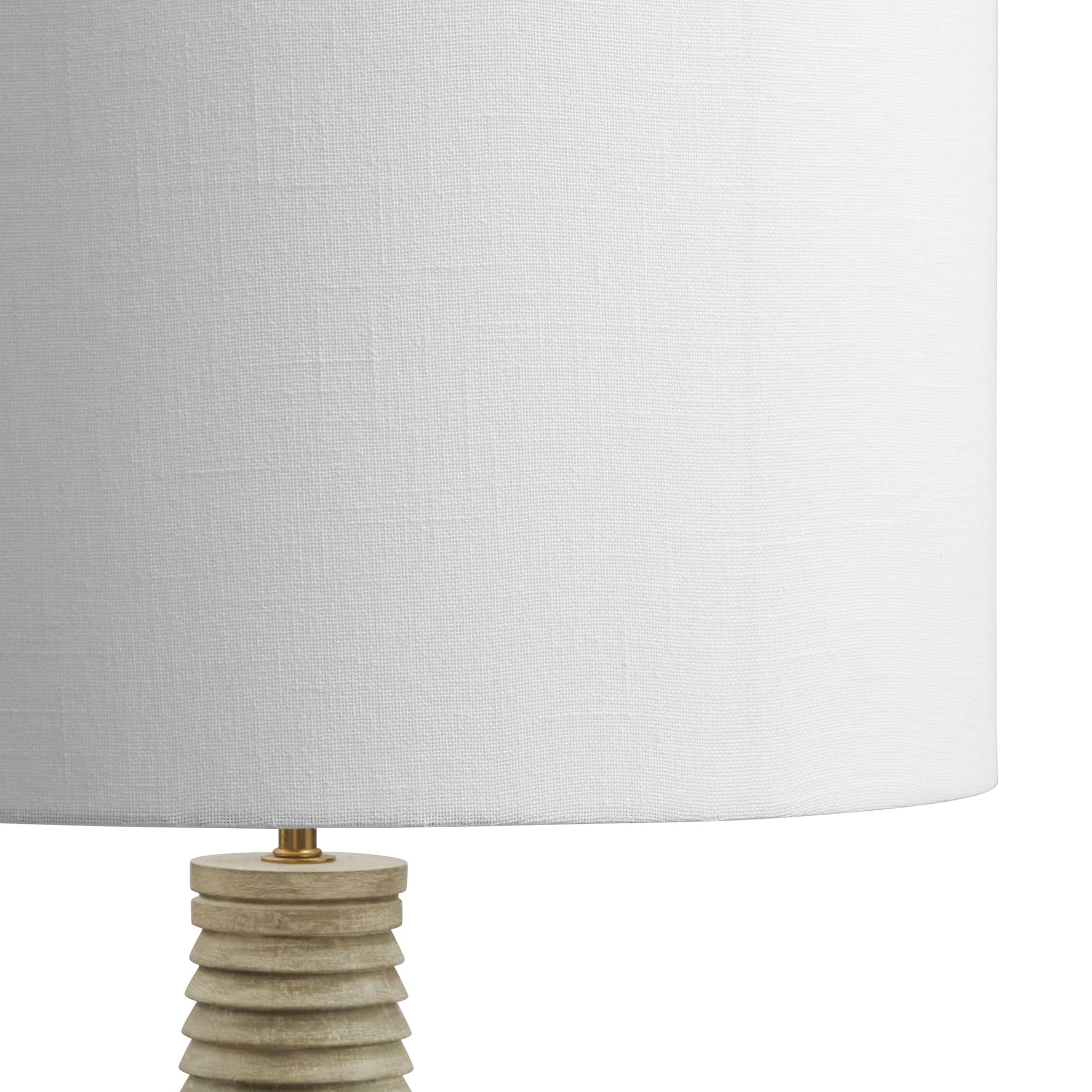 Saylor Carved Ribbed Wood Floor Lamp With Drum Shade, White Gray