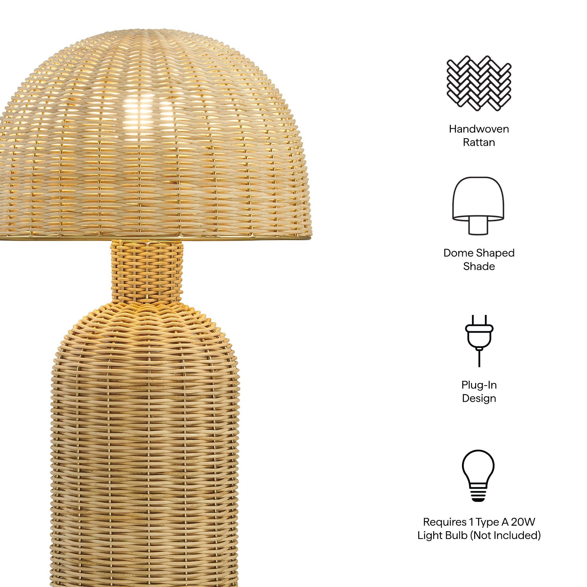 Briar Rattan Table Lamp, Natural