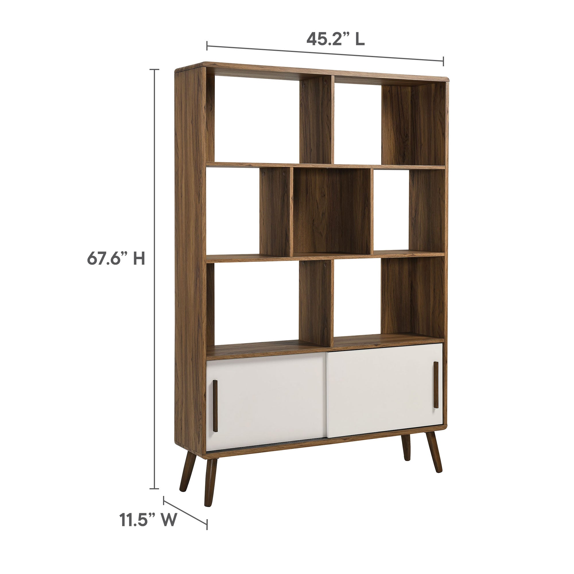 Transmit 45" Bookcase with Sliding Doors, Walnut Linen