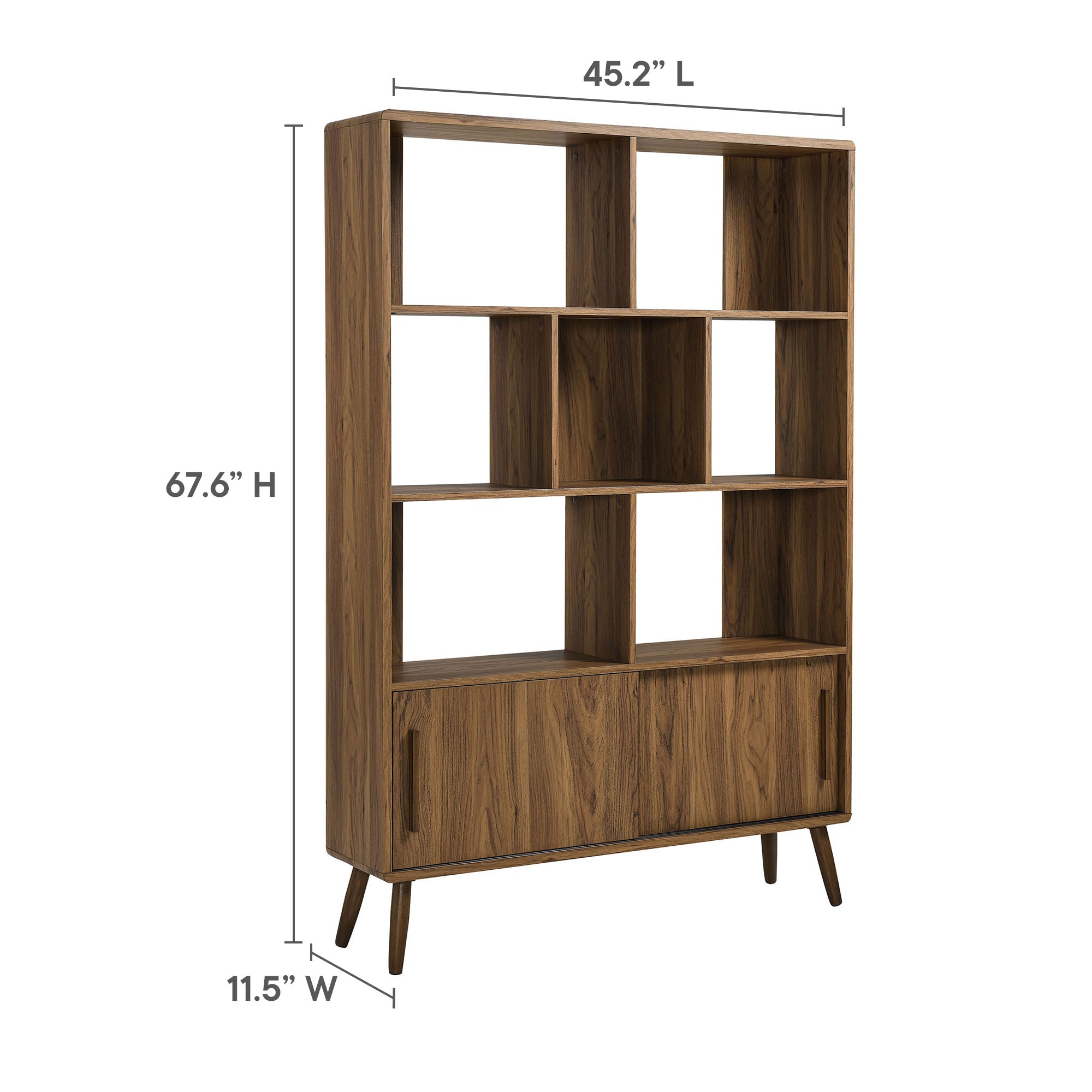 Transmit 45" Bookcase with Sliding Doors, Walnut