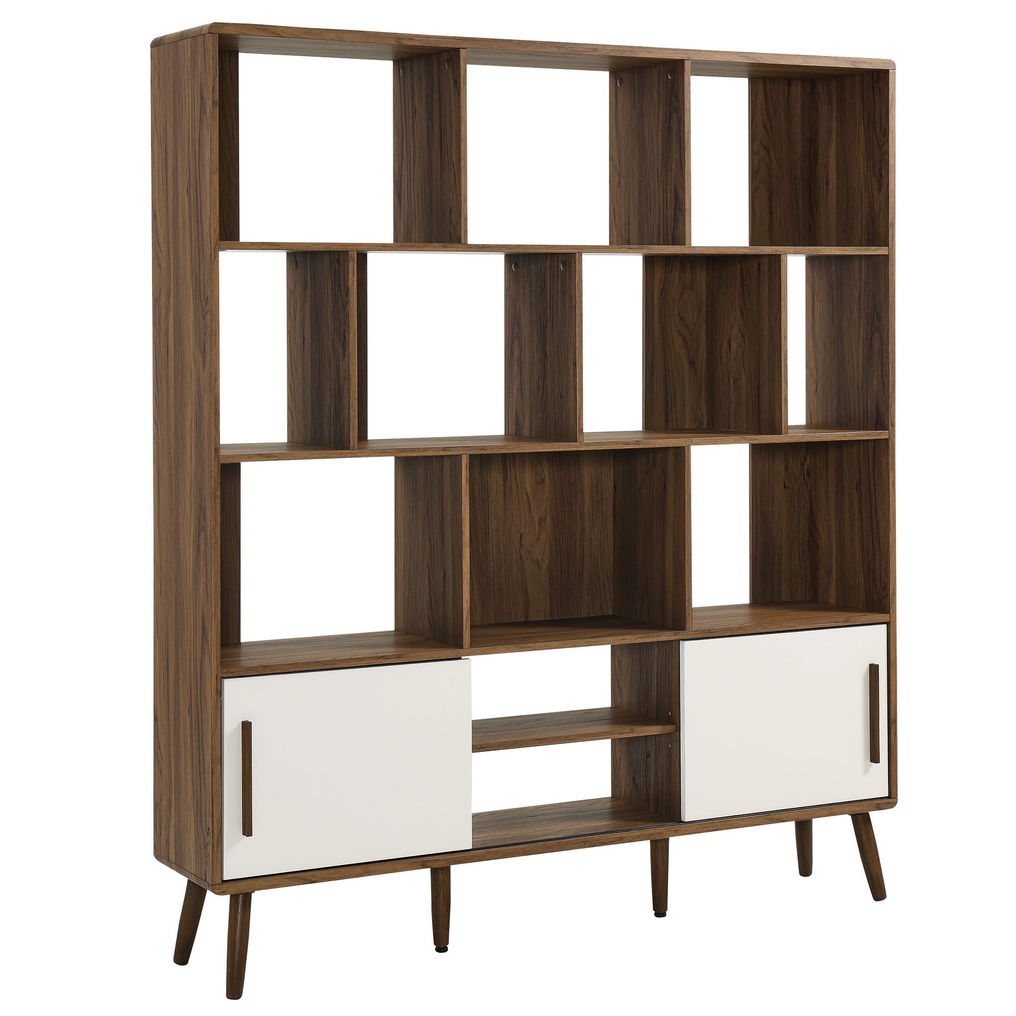 Transmit 59" Bookcase with Sliding Doors, Walnut Linen