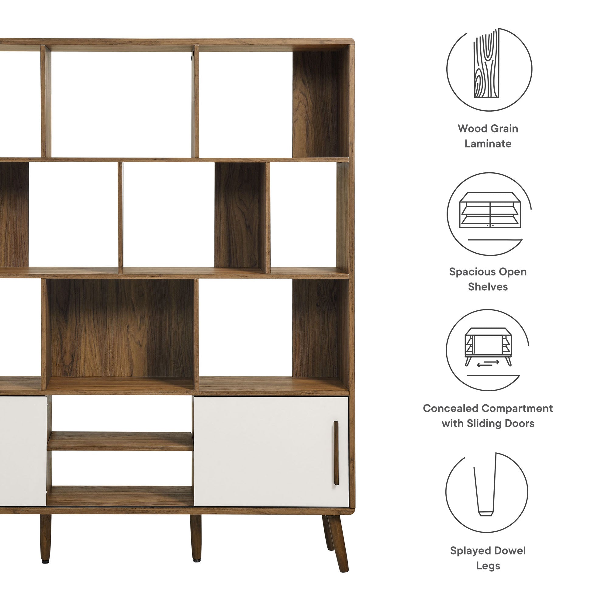 Transmit 59" Bookcase with Sliding Doors, Walnut Linen