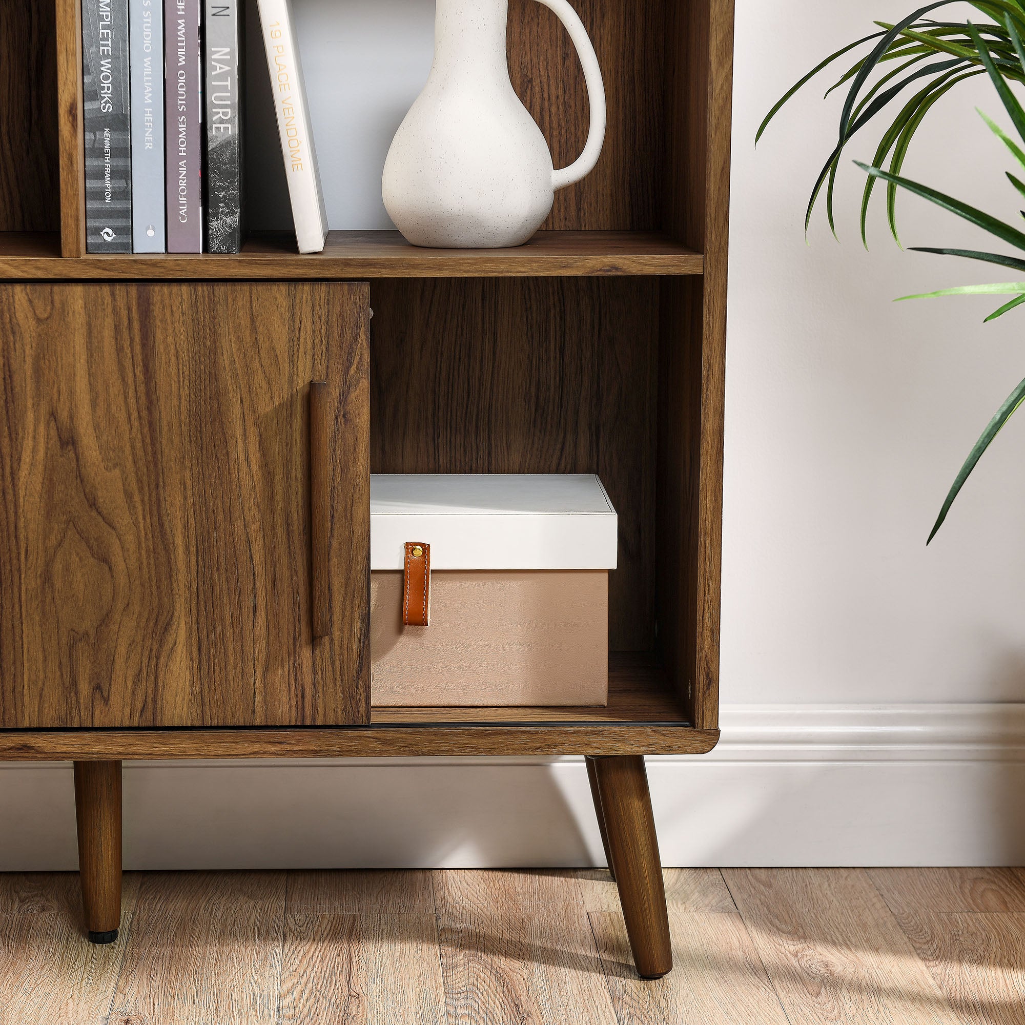 Transmit 59" Bookcase with Sliding Doors, Walnut