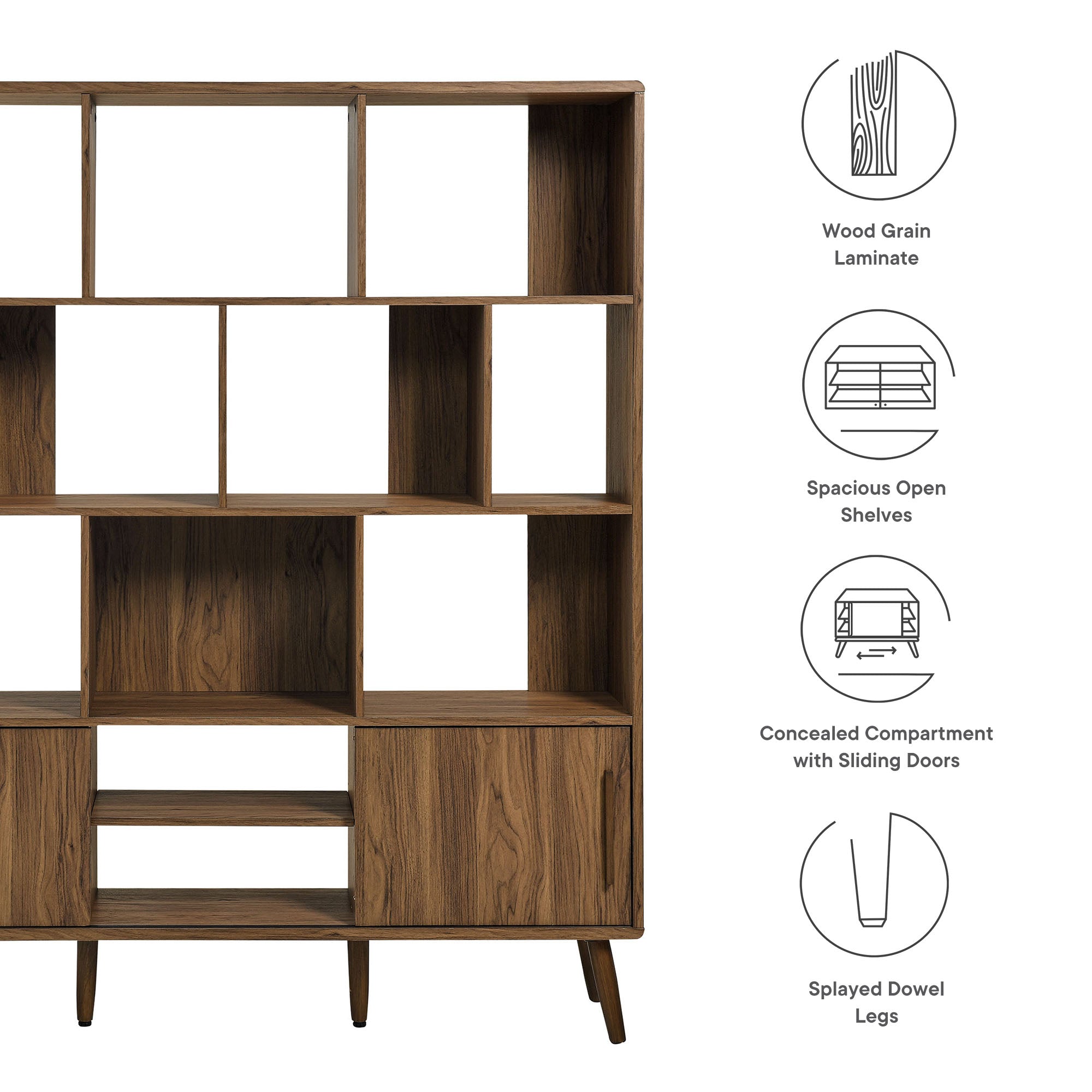 Transmit 59" Bookcase with Sliding Doors, Walnut