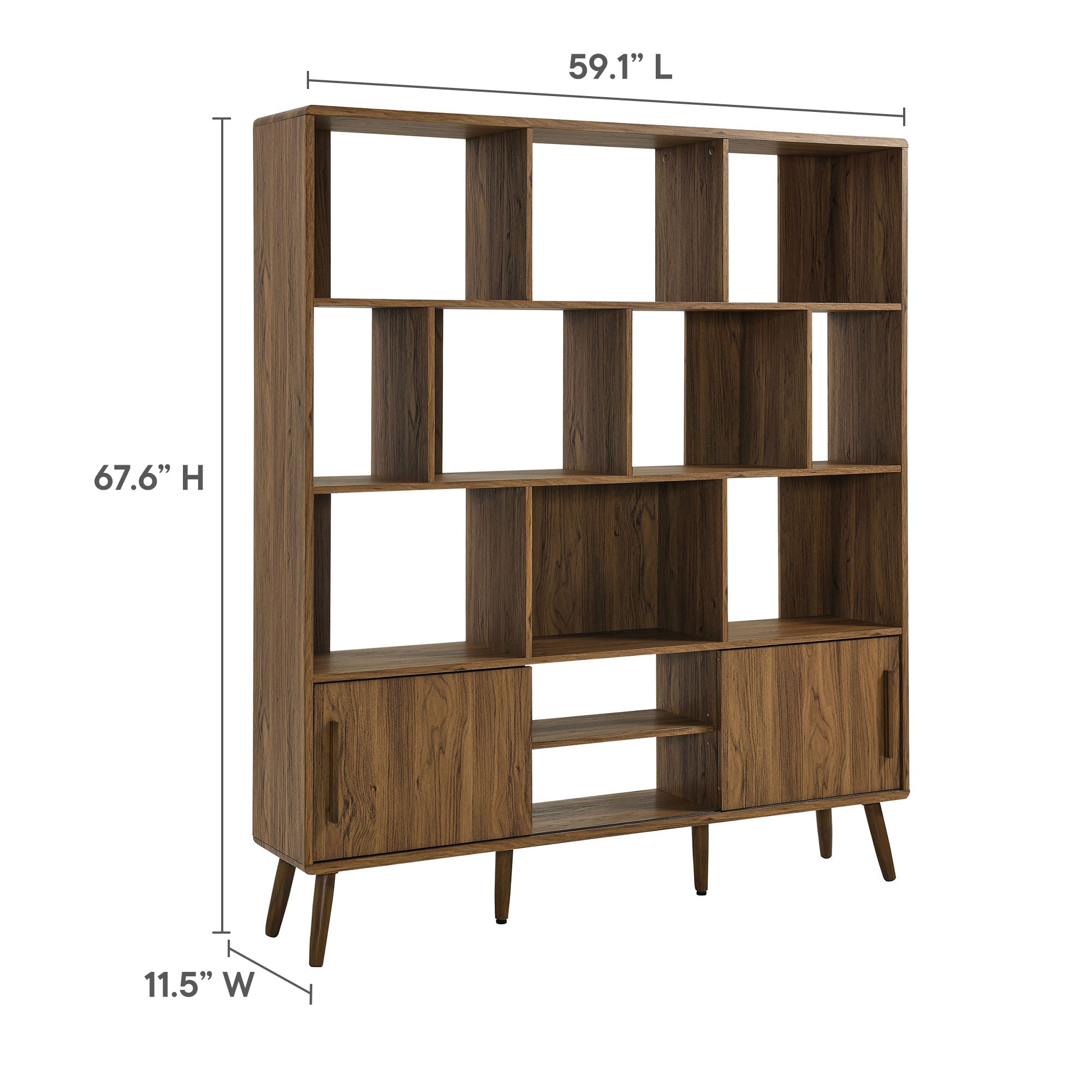 Transmit 59" Bookcase with Sliding Doors, Walnut