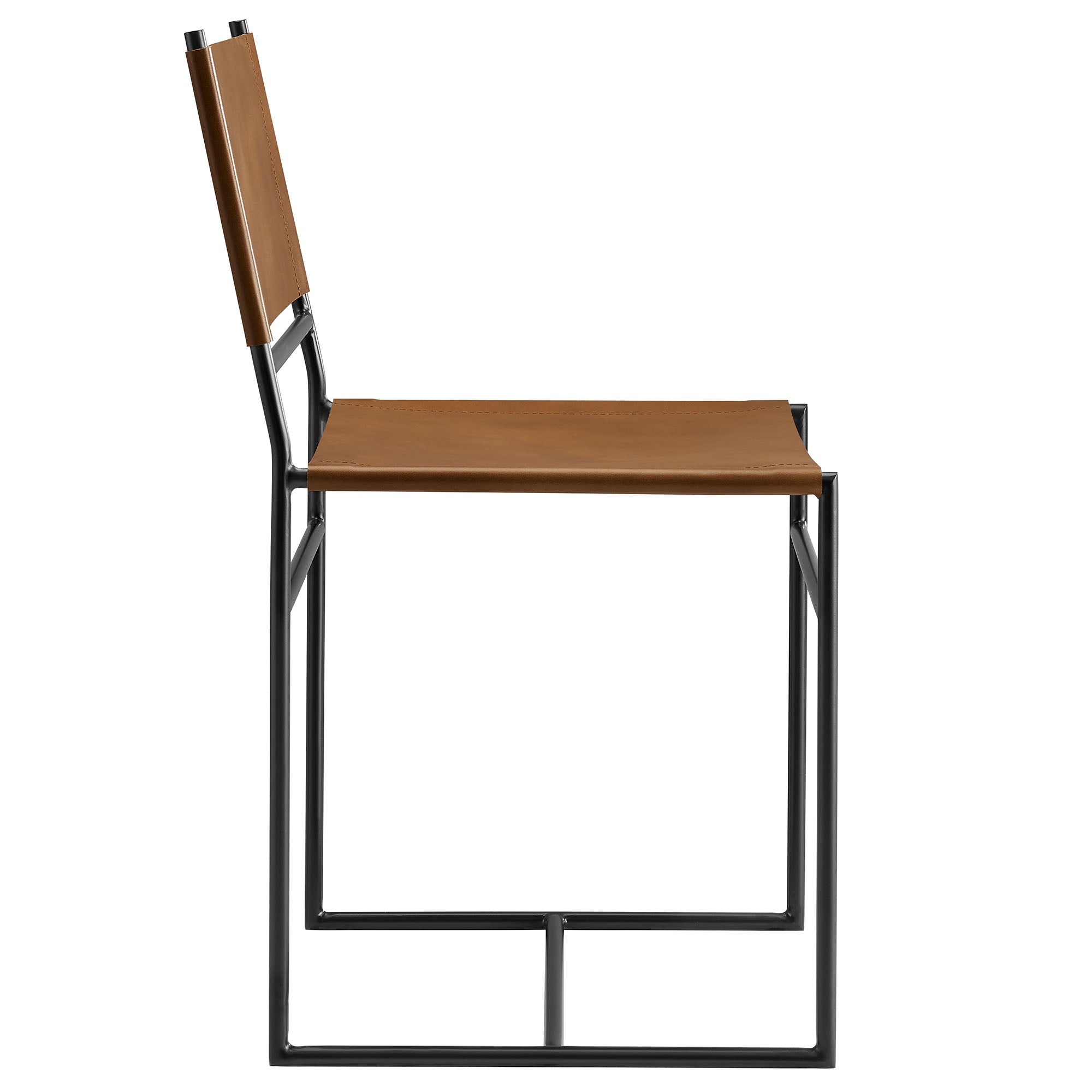 Thatcher Leather and Metal Dining Chair, Tan