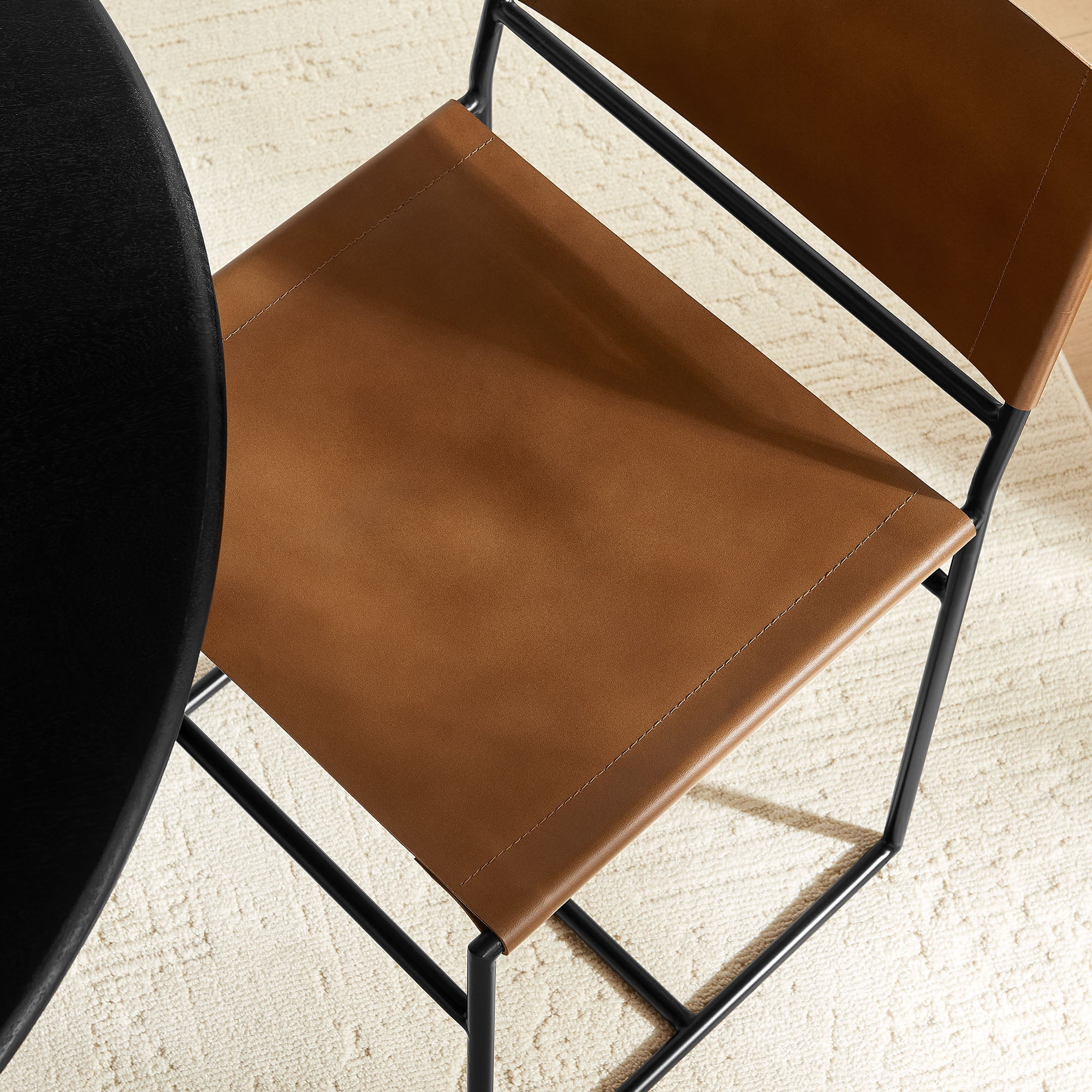 Thatcher Leather and Metal Dining Chair, Tan